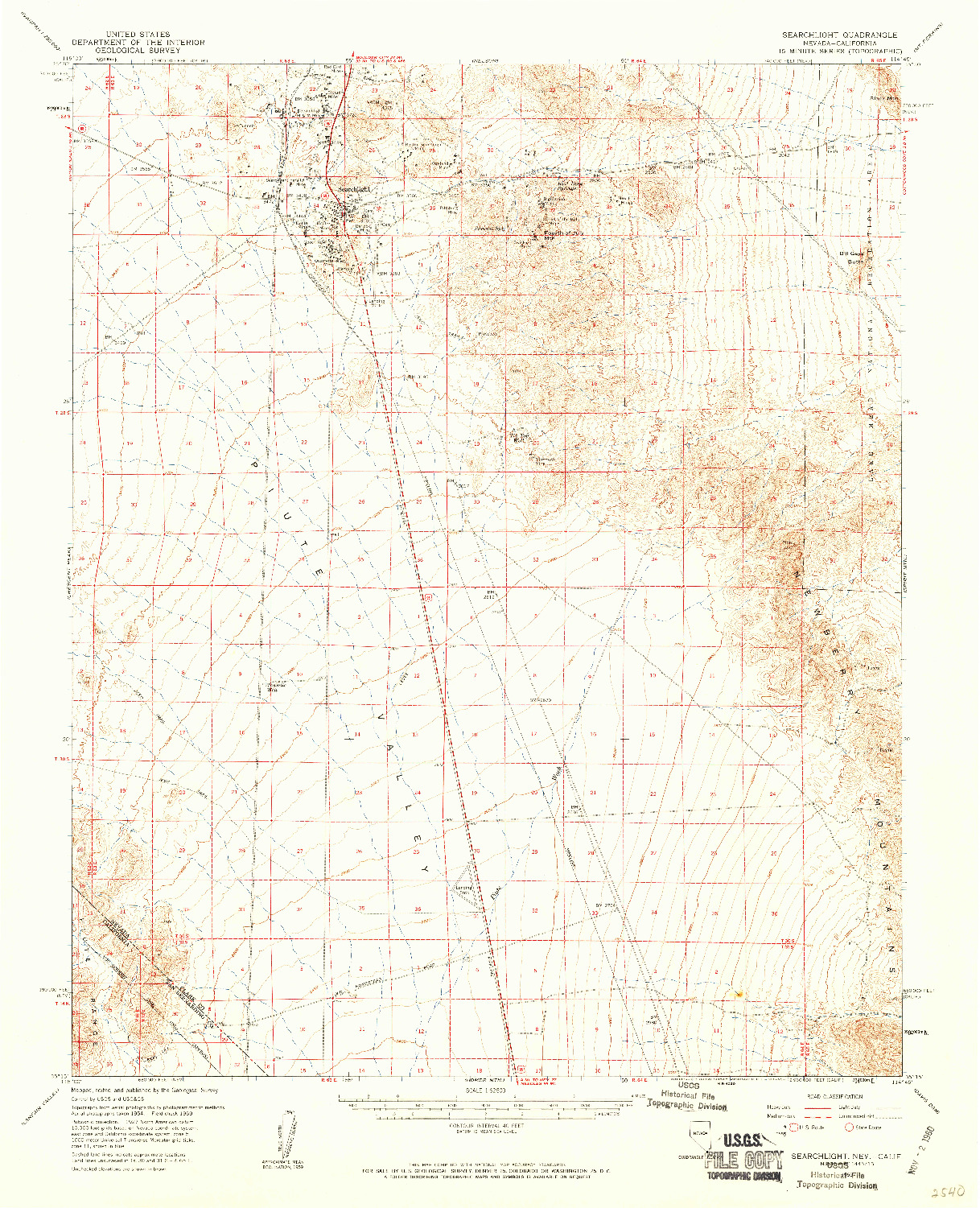 USGS 1:62500-SCALE QUADRANGLE FOR SEARCHLIGHT, NV 1959