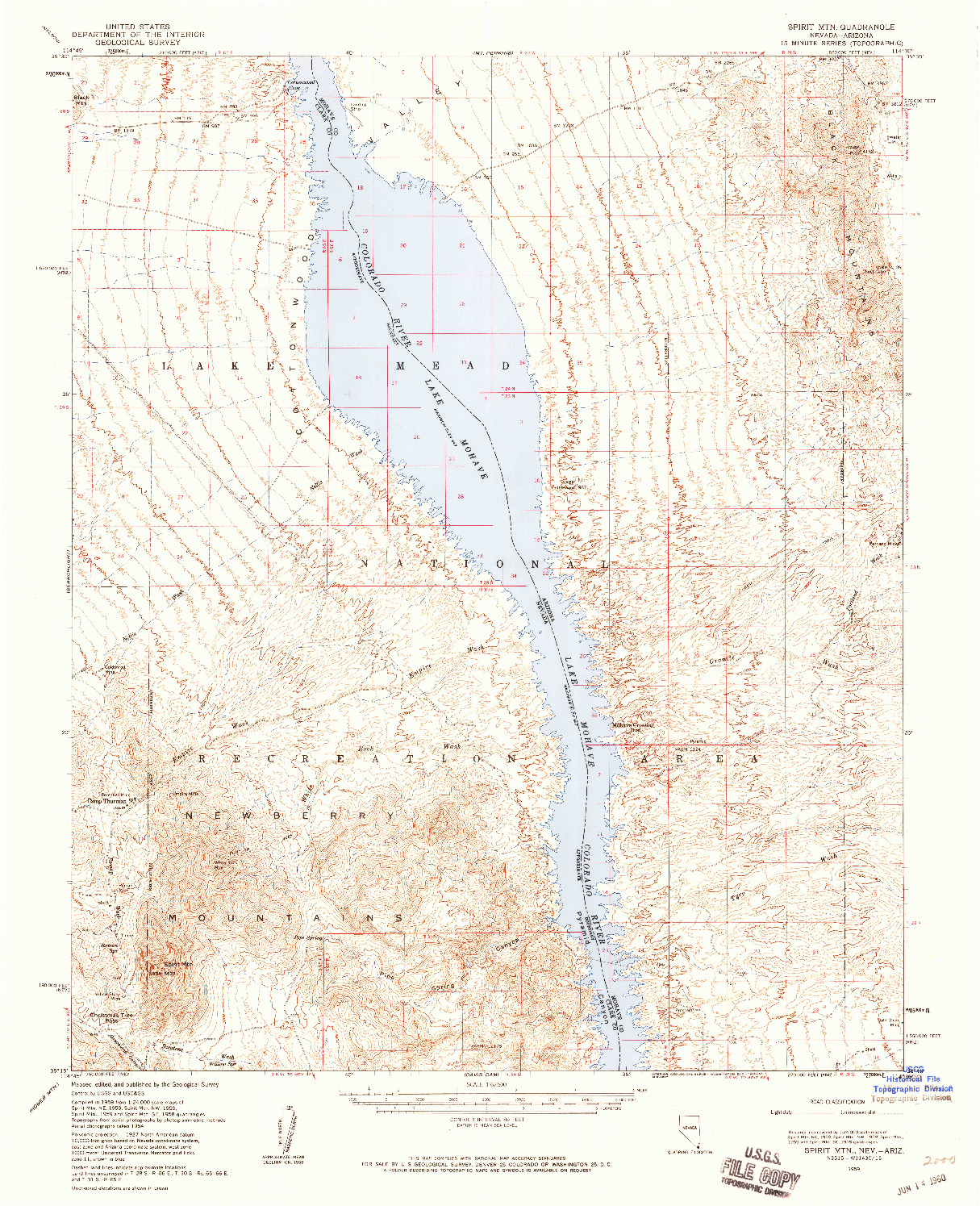 USGS 1:62500-SCALE QUADRANGLE FOR SPIRIT MTN, NV 1959