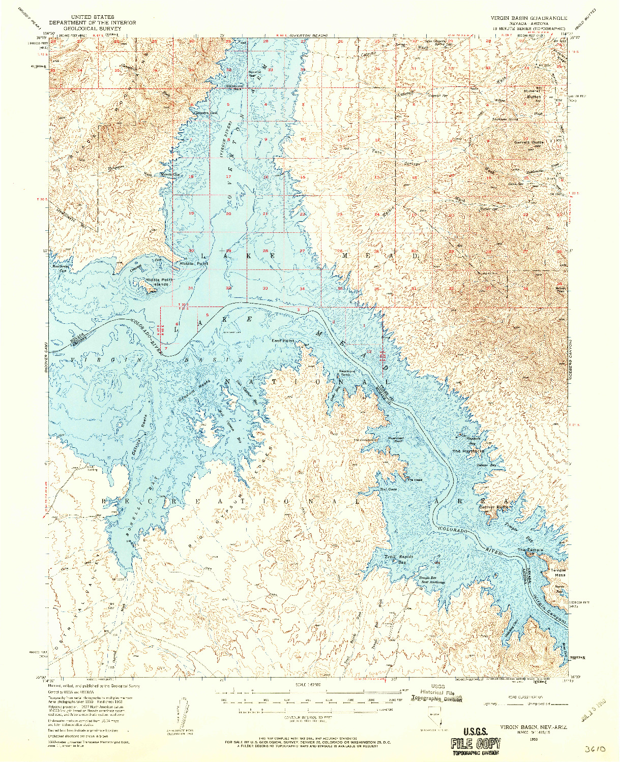 USGS 1:62500-SCALE QUADRANGLE FOR VIRGIN BASIN, NV 1953