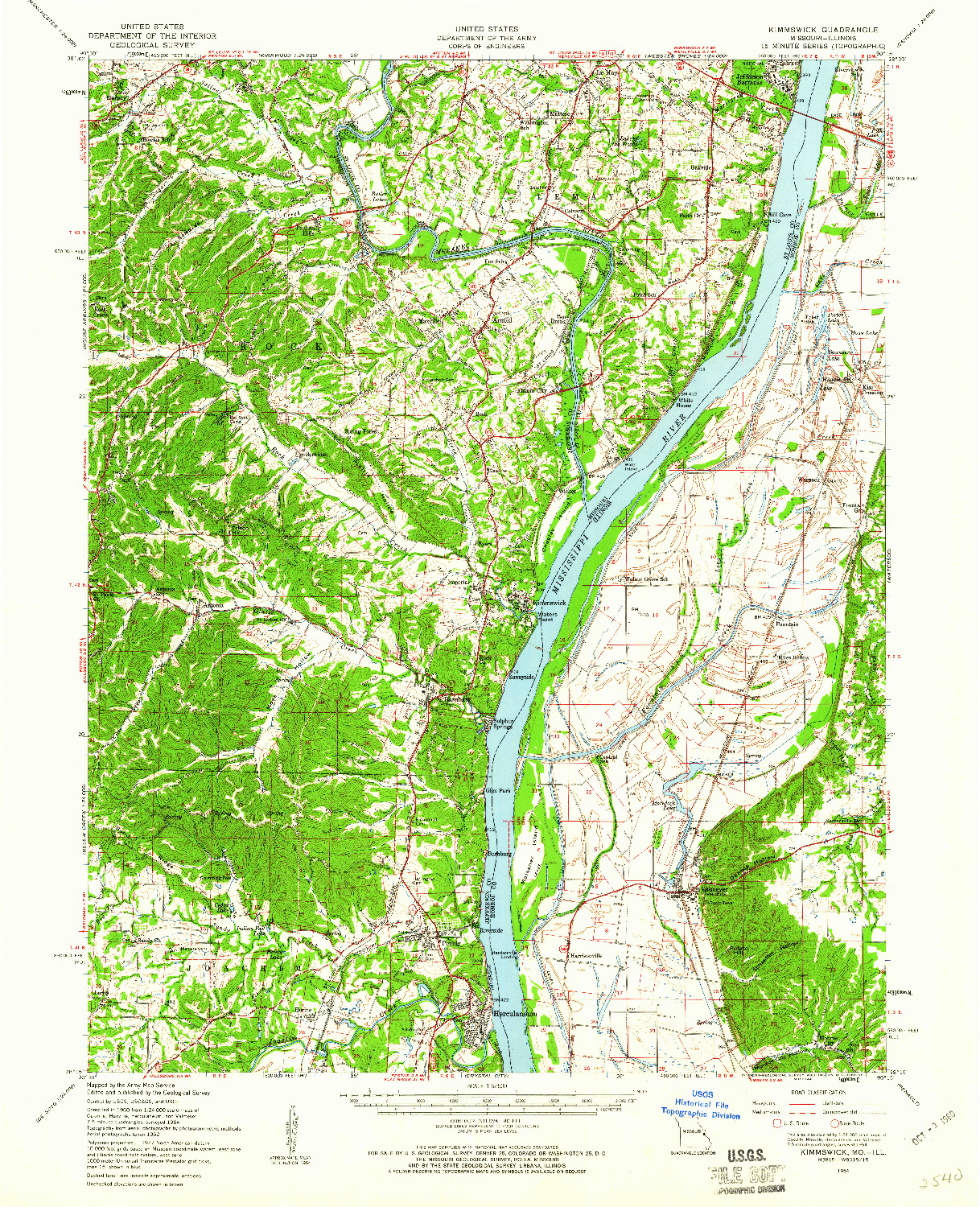 USGS 1:62500-SCALE QUADRANGLE FOR KIMMSWICK, MO 1954