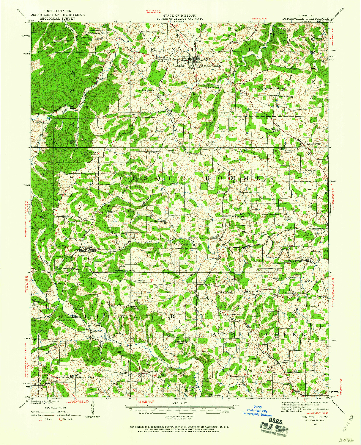 USGS 1:62500-SCALE QUADRANGLE FOR PERRYVILLE, MO 1923