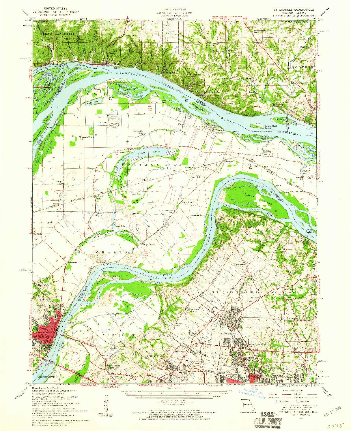 USGS 1:62500-SCALE QUADRANGLE FOR ST. CHARLES, MO 1954