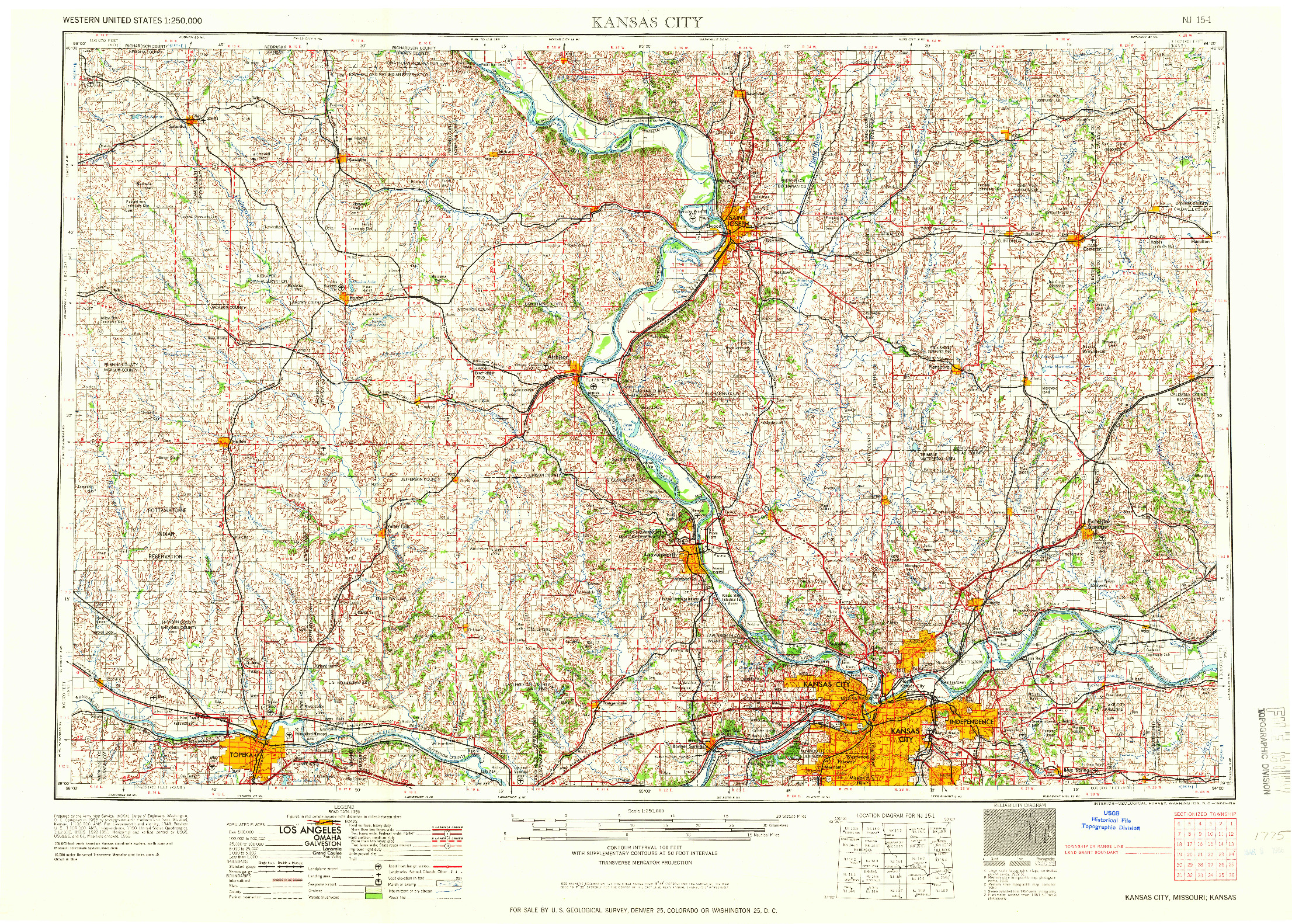 USGS 1:250000-SCALE QUADRANGLE FOR KANSAS CITY, MO 1960