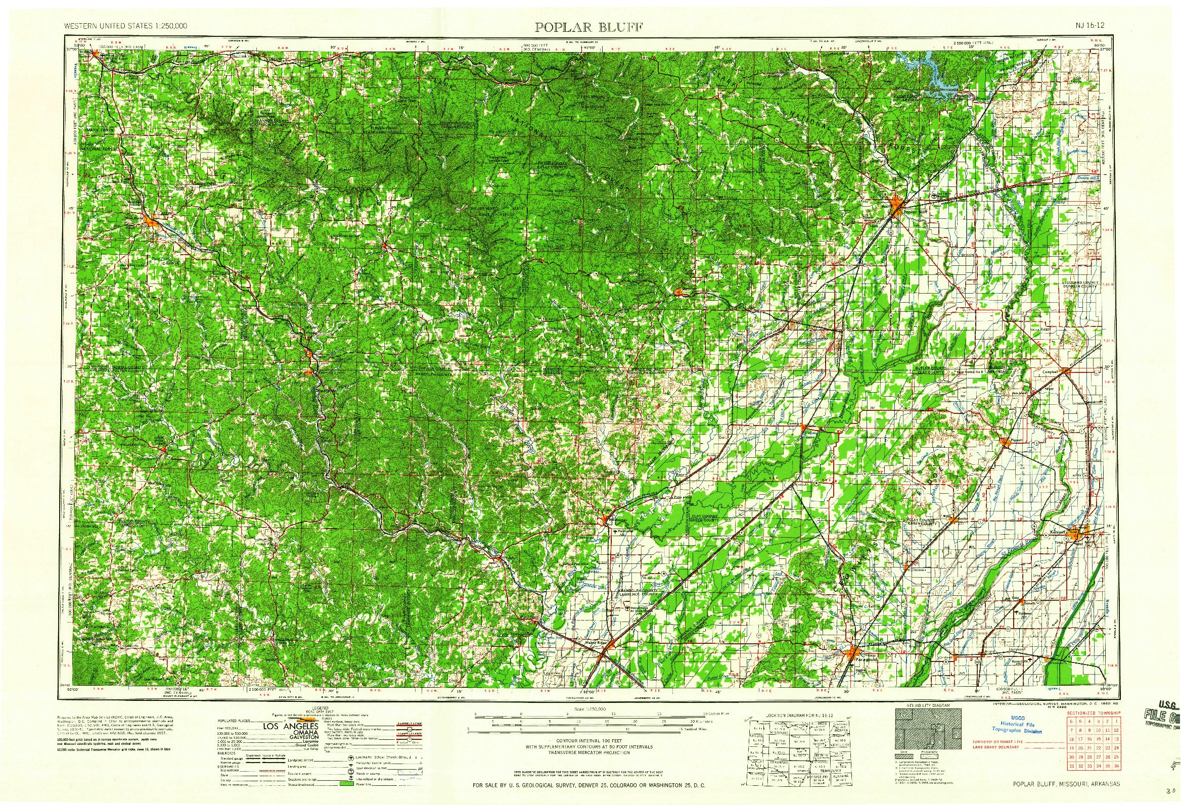 USGS 1:250000-SCALE QUADRANGLE FOR POPLAR BLUFF, MO 1960