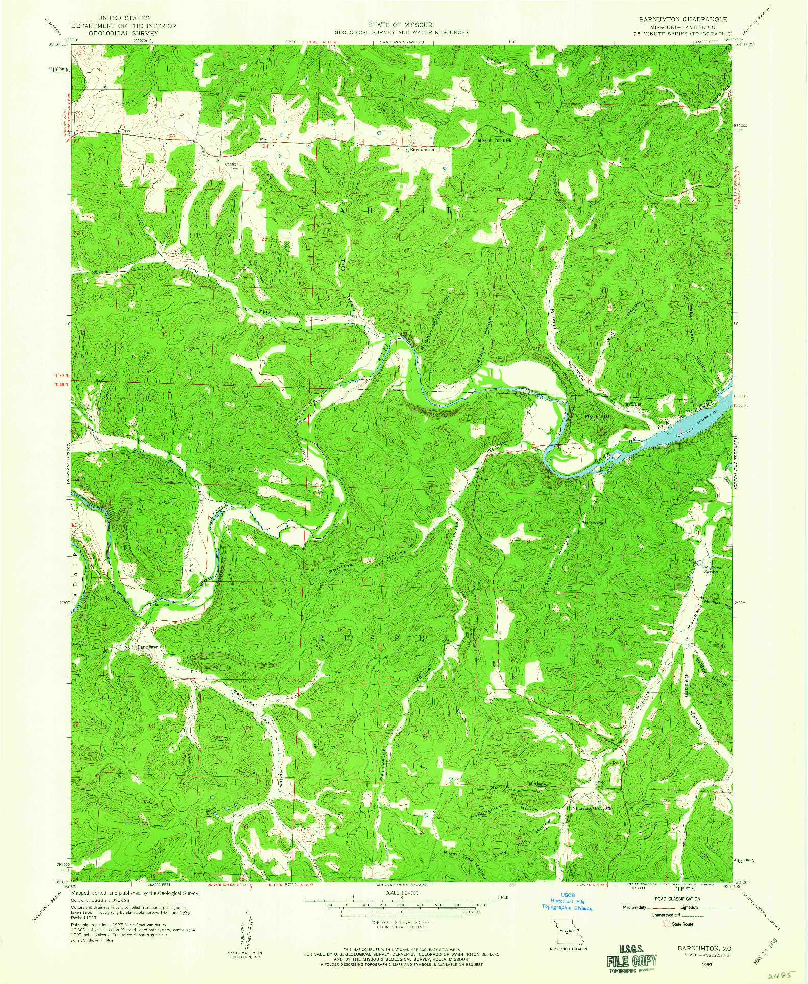 USGS 1:24000-SCALE QUADRANGLE FOR BARNUMTON, MO 1959