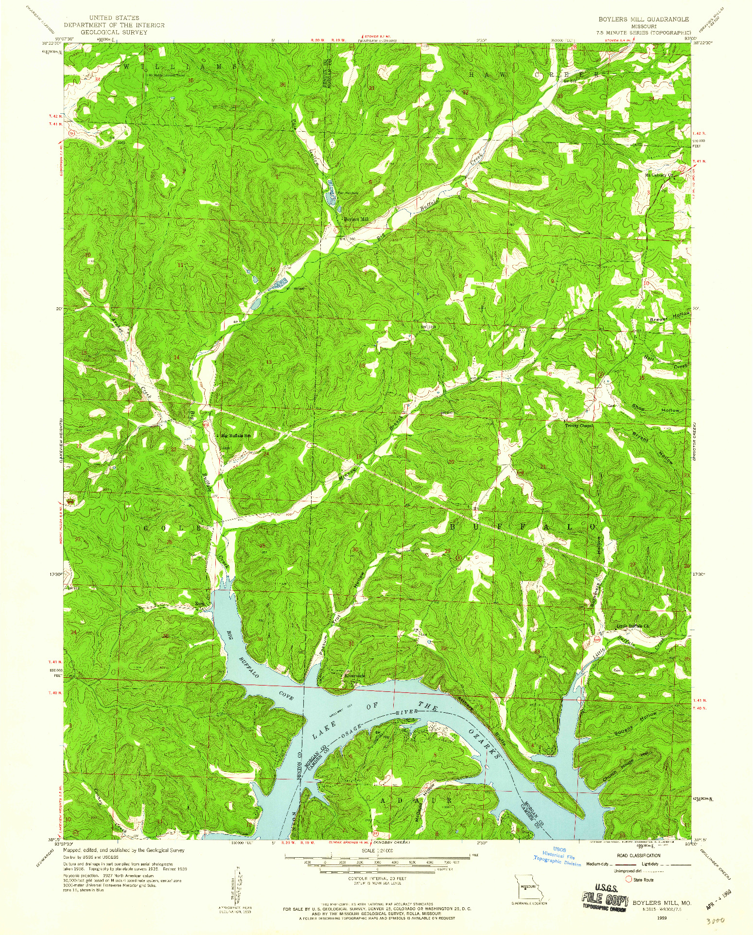 USGS 1:24000-SCALE QUADRANGLE FOR BOYLERS MILL, MO 1959