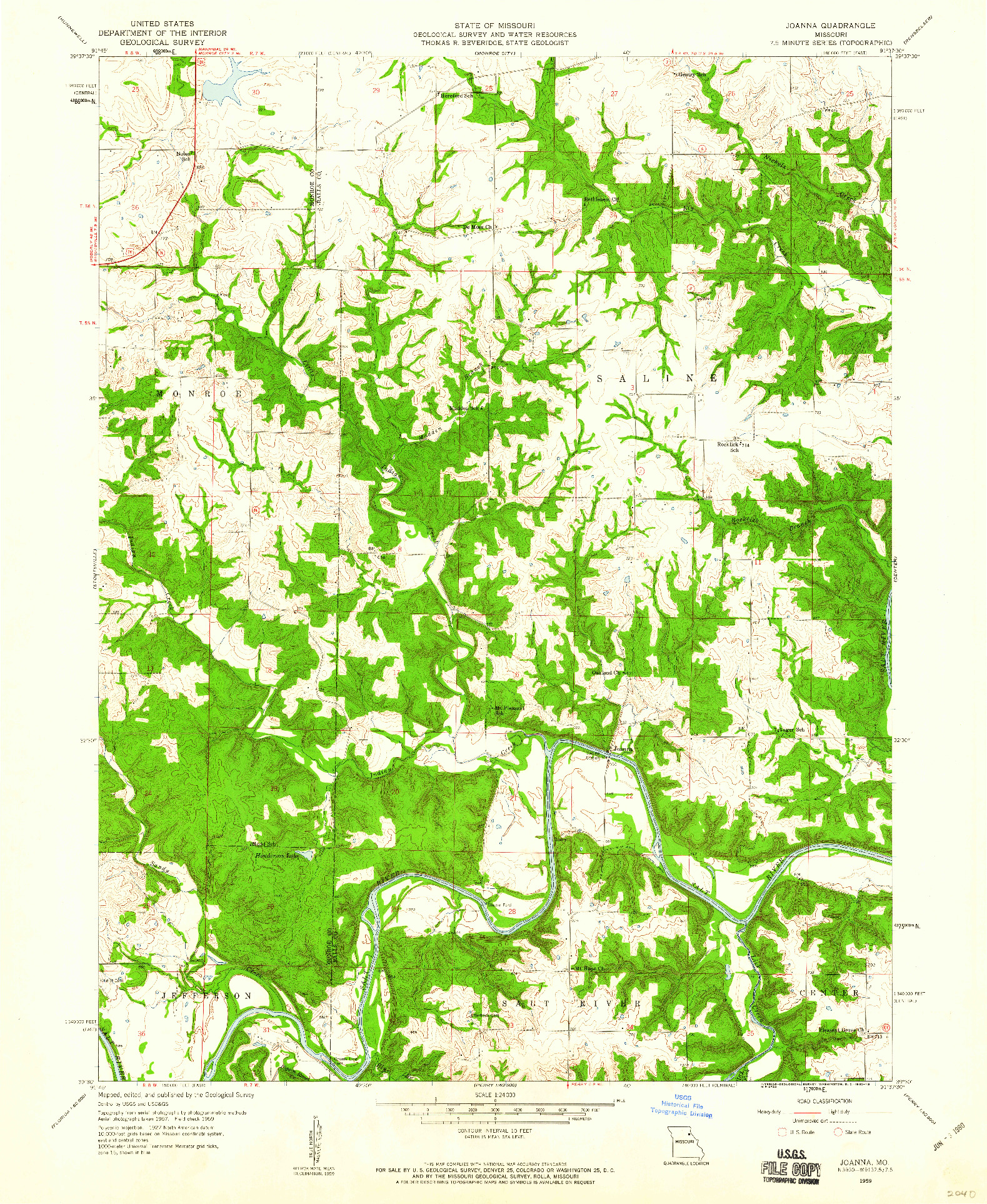 USGS 1:24000-SCALE QUADRANGLE FOR JOANNA, MO 1959