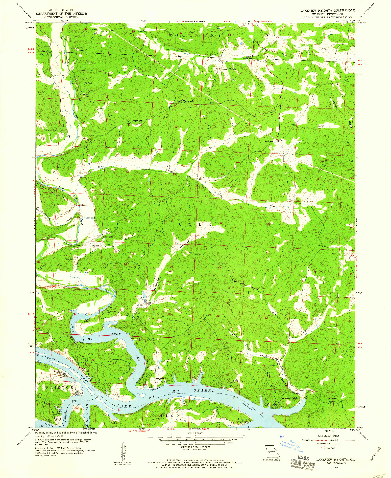 USGS 1:24000-SCALE QUADRANGLE FOR LAKEVIEW HEIGHTS, MO 1959