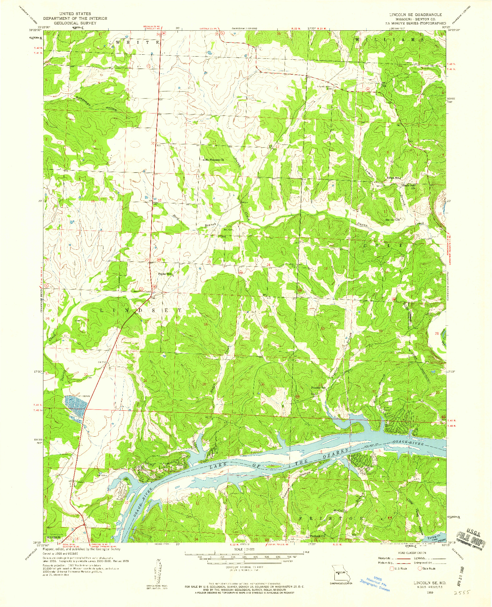 USGS 1:24000-SCALE QUADRANGLE FOR LINCOLN SE, MO 1959