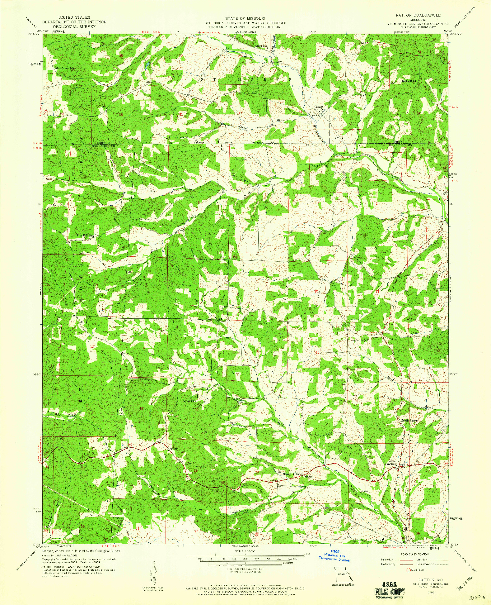 USGS 1:24000-SCALE QUADRANGLE FOR PATTON, MO 1959