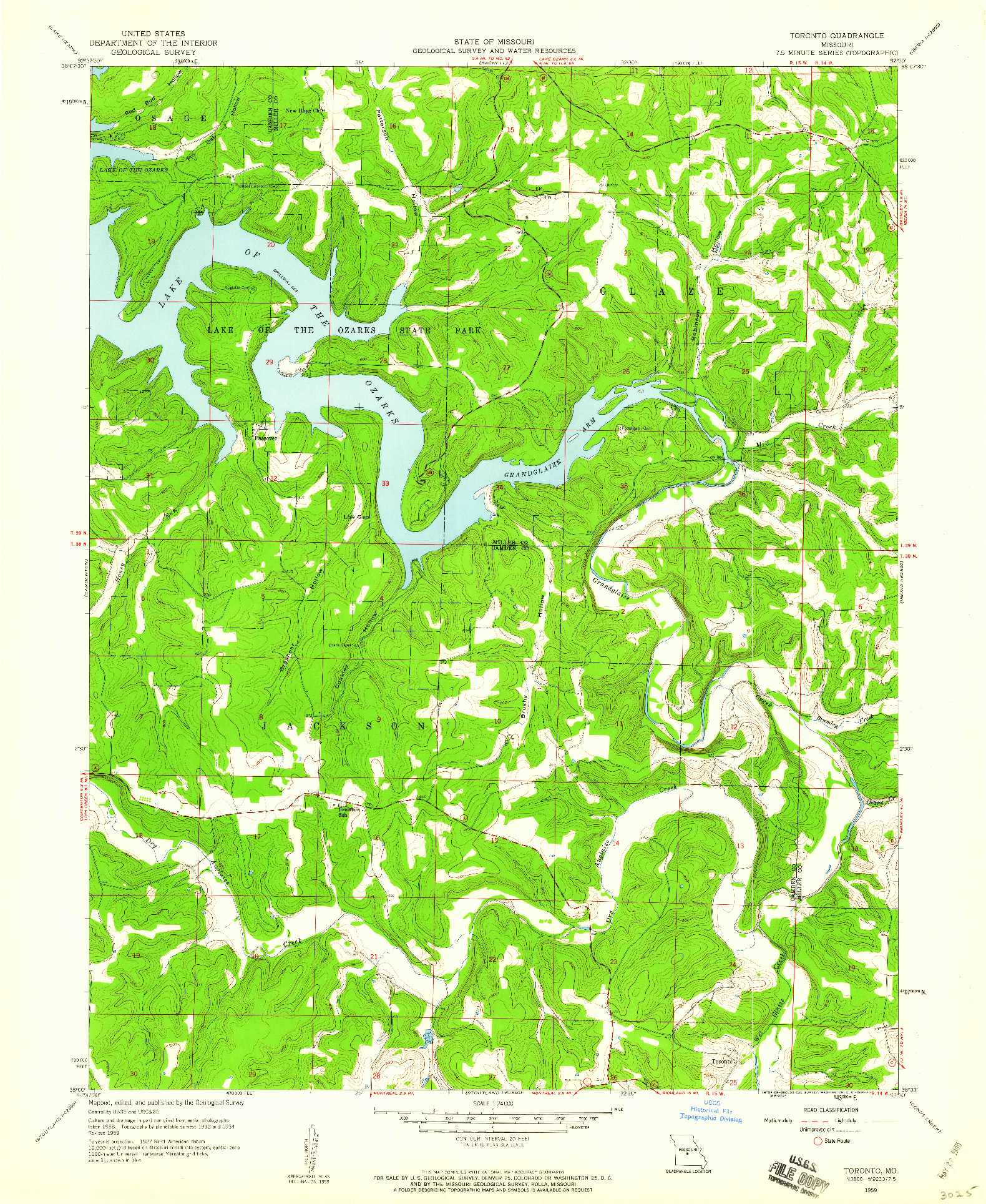 USGS 1:24000-SCALE QUADRANGLE FOR TORONTO, MO 1959