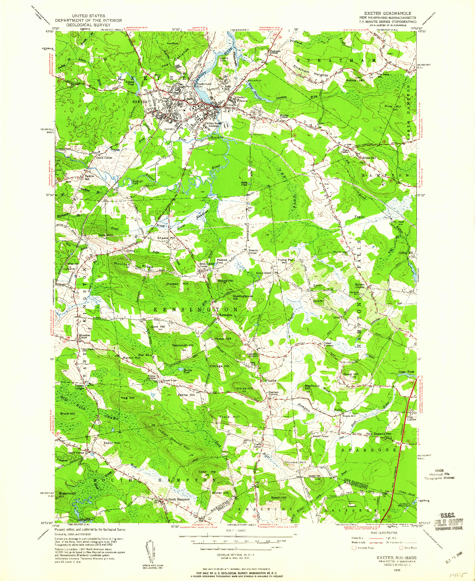 USGS 1:24000-SCALE QUADRANGLE FOR EXETER, NH 1950