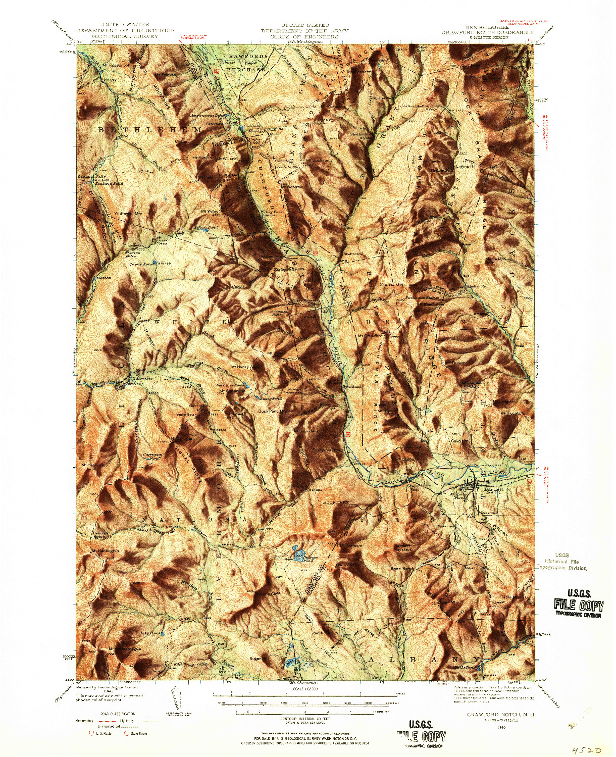 USGS 1:62500-SCALE QUADRANGLE FOR CRAWFORD NOTCH, NH 1946