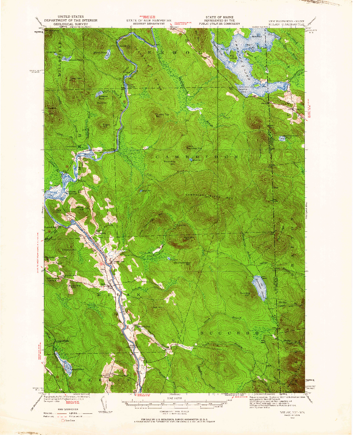 USGS 1:62500-SCALE QUADRANGLE FOR MILAN, NH 1930