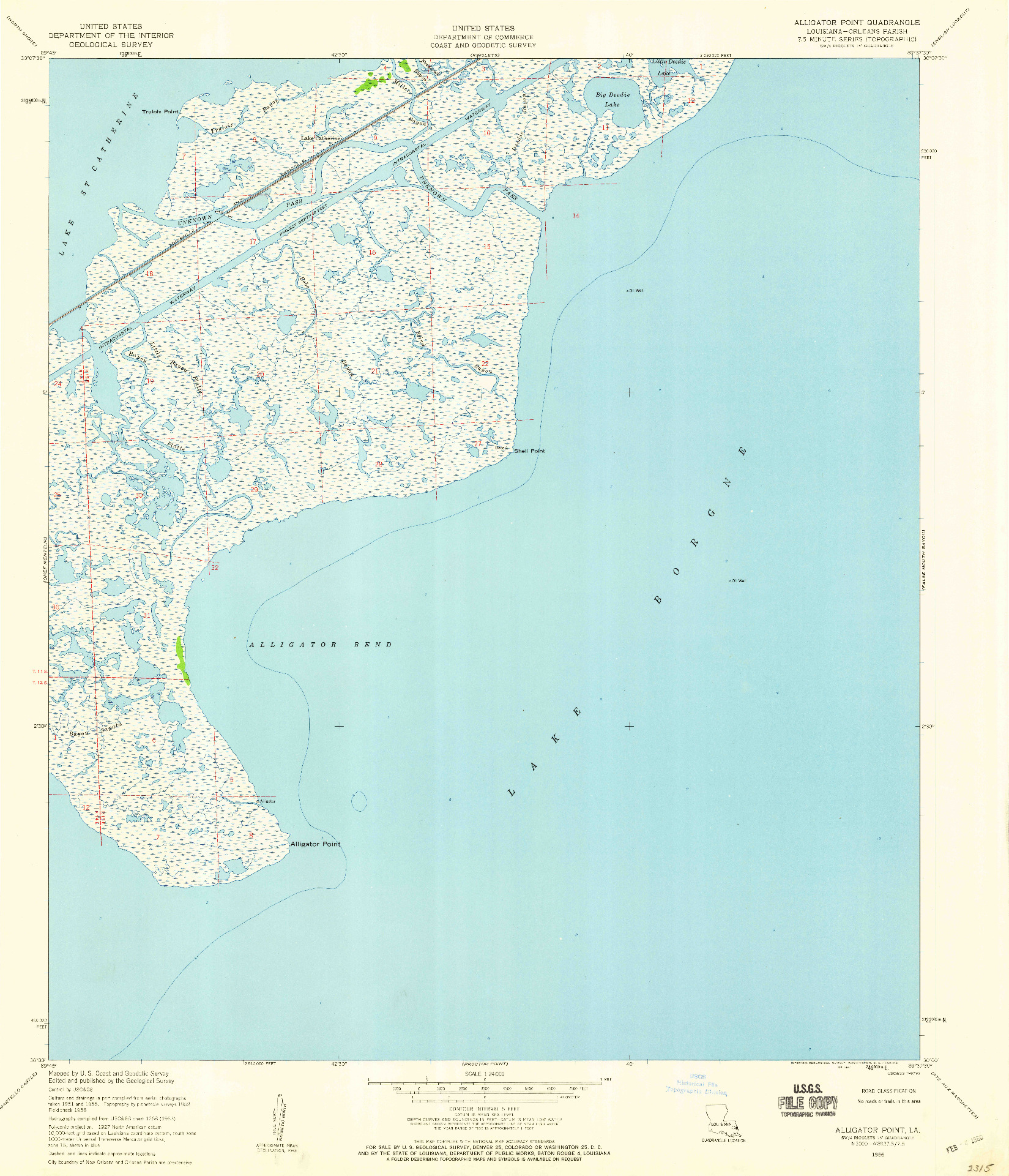 USGS 1:24000-SCALE QUADRANGLE FOR ALLIGATOR POINT, LA 1956