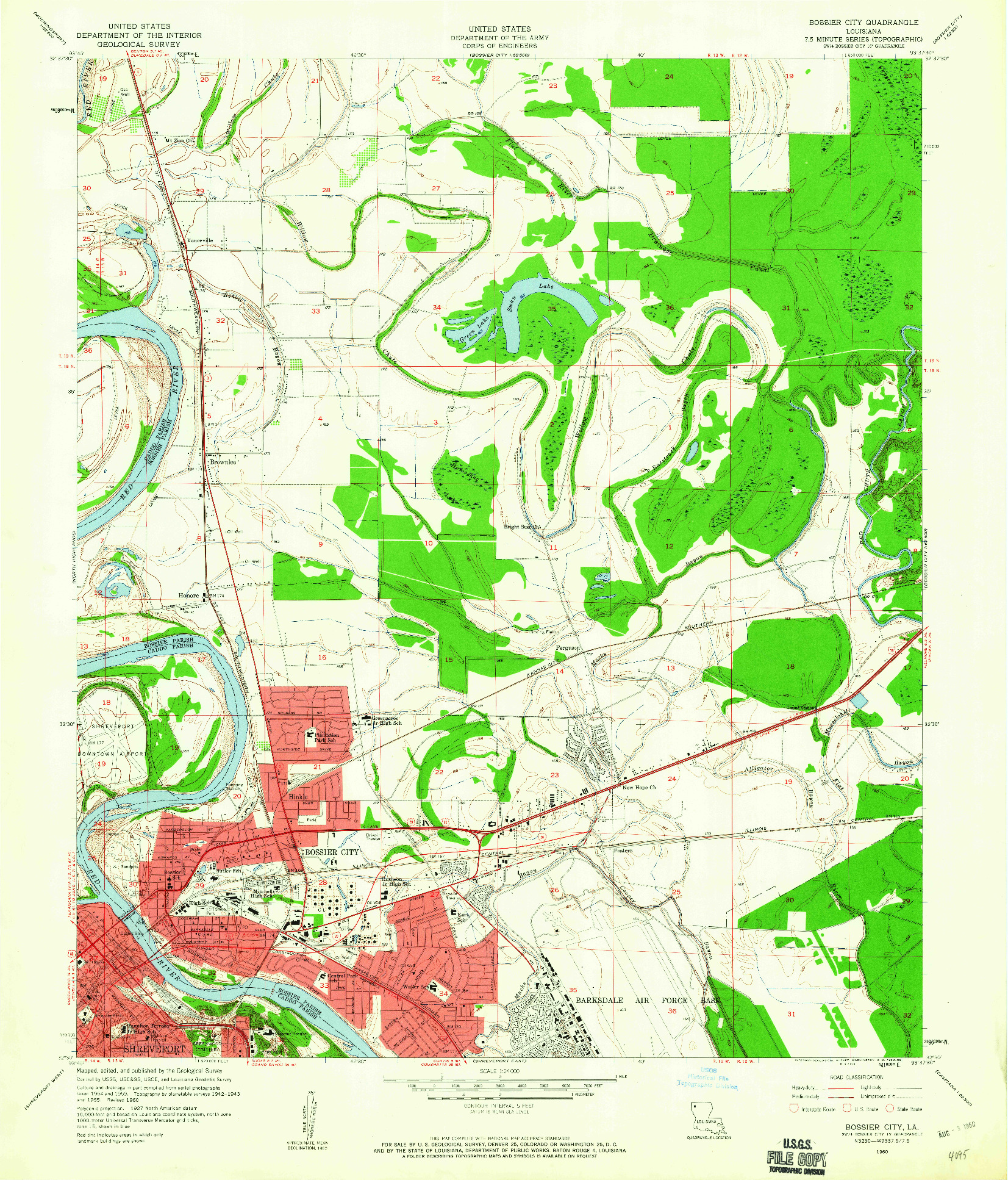 USGS 1:24000-SCALE QUADRANGLE FOR BOSSIER CITY, LA 1960