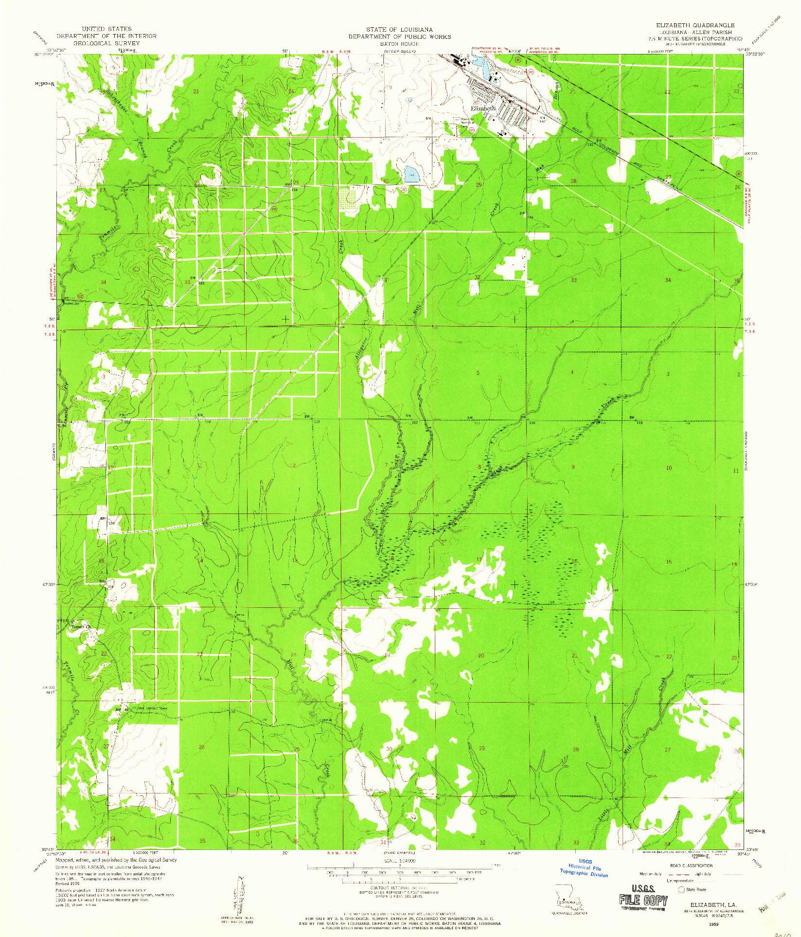 USGS 1:24000-SCALE QUADRANGLE FOR ELIZABETH, LA 1959