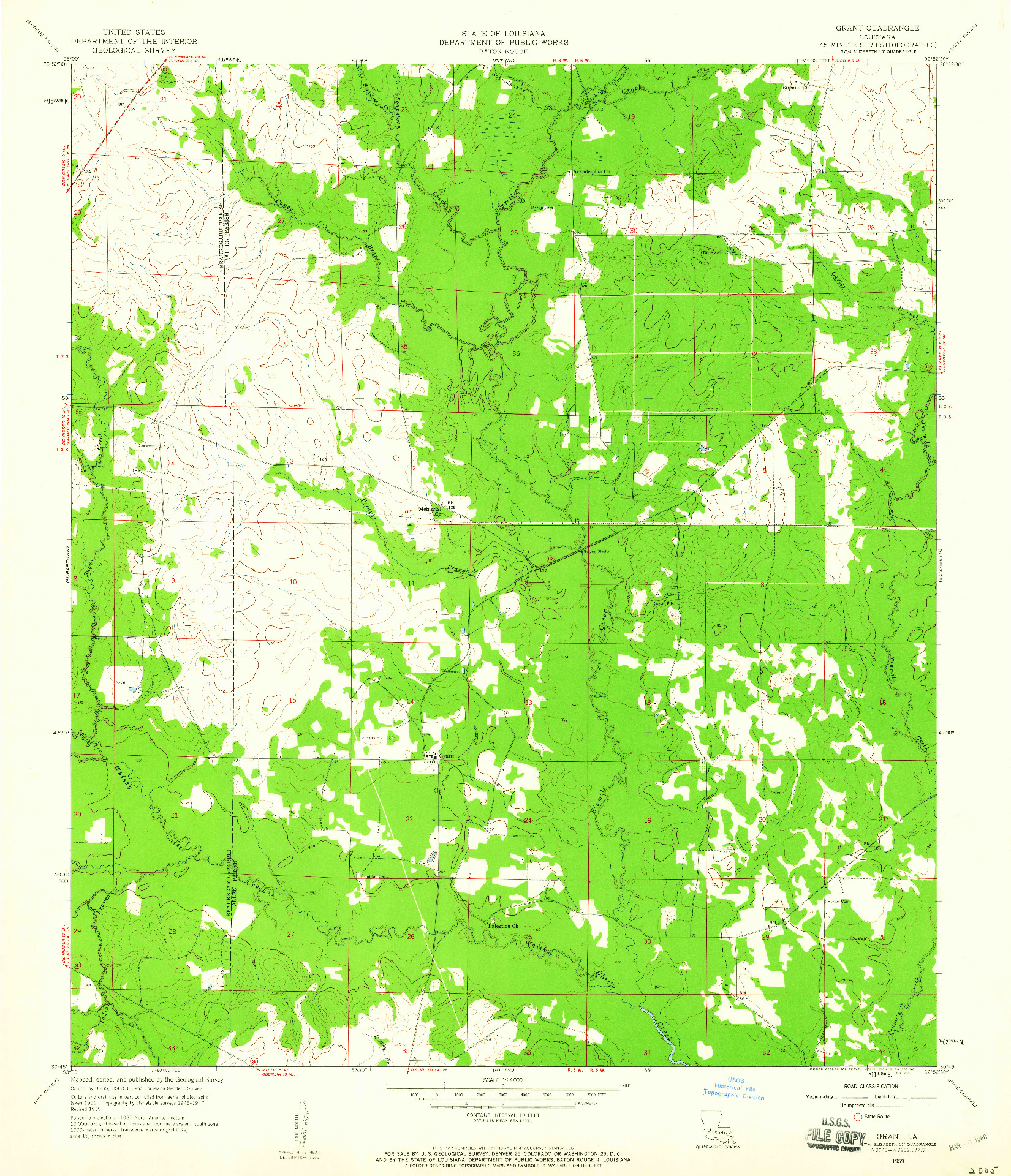 USGS 1:24000-SCALE QUADRANGLE FOR GRANT, LA 1959