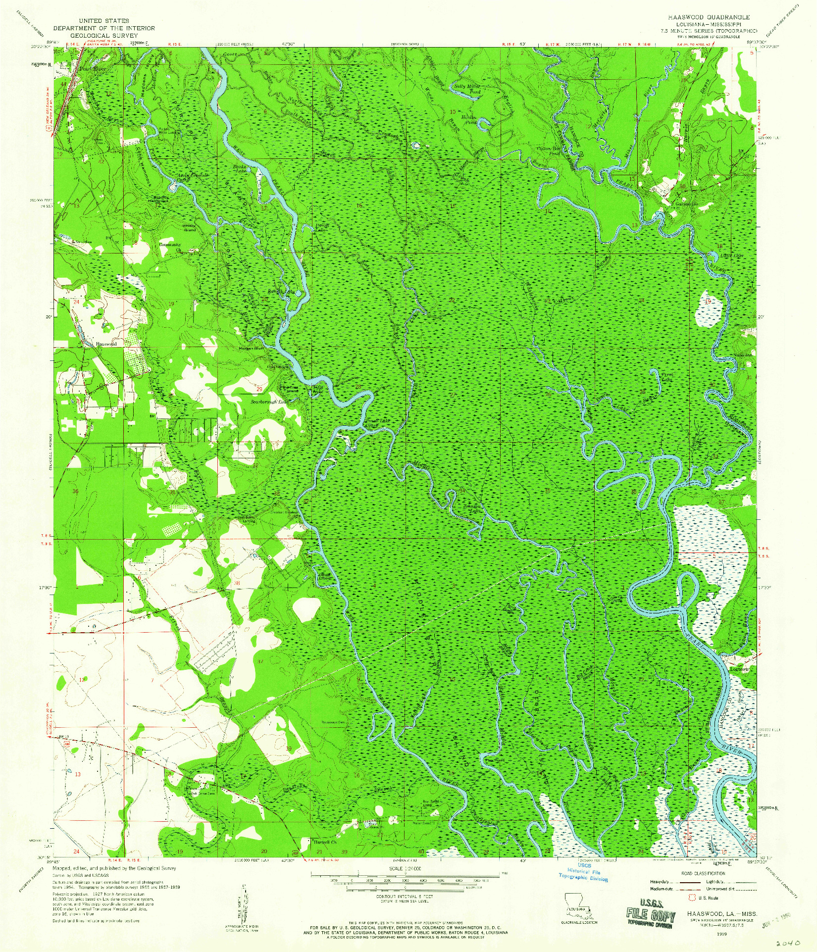 USGS 1:24000-SCALE QUADRANGLE FOR HAASWOOD, LA 1959