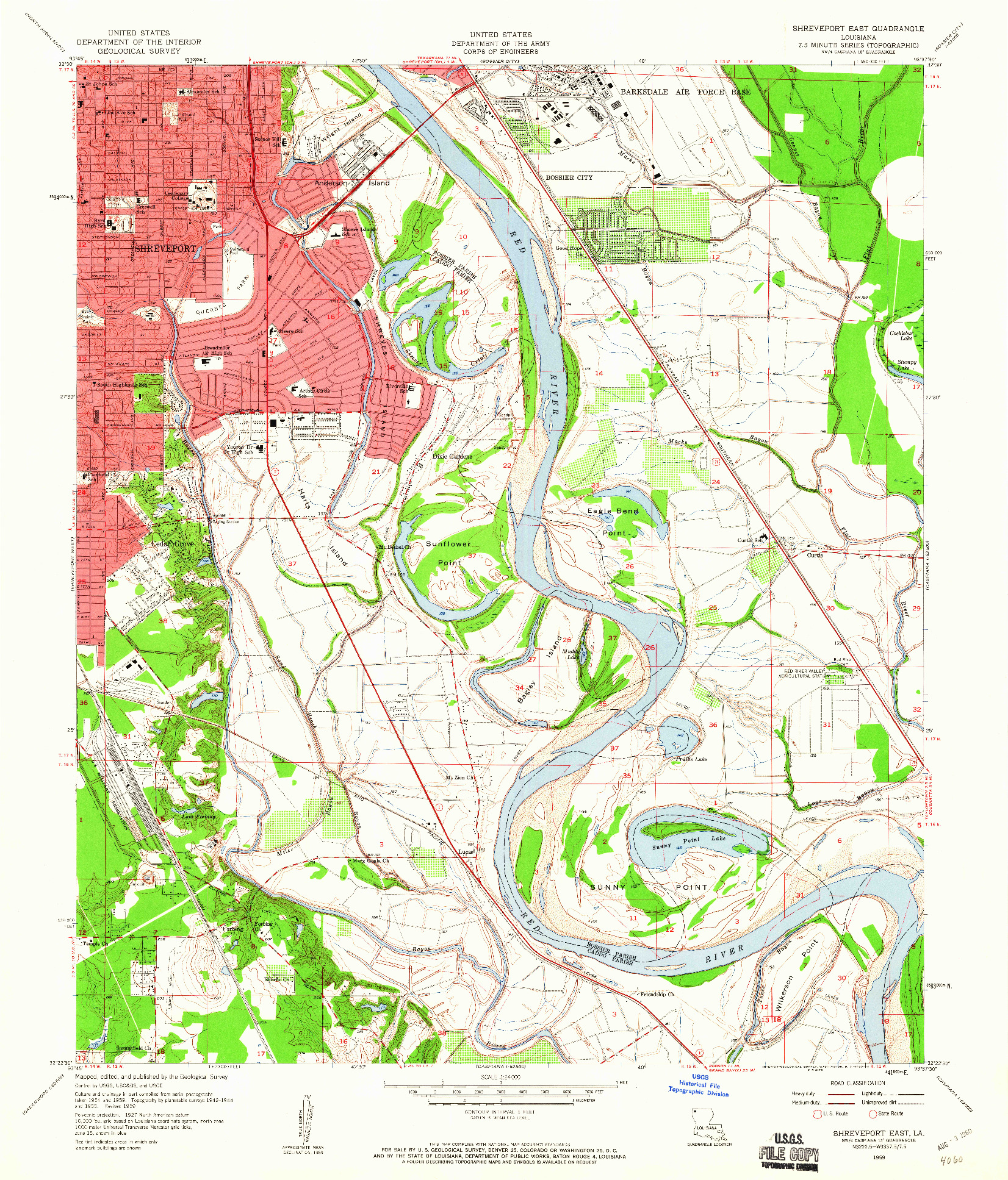 USGS 1:24000-SCALE QUADRANGLE FOR SHREVEPORT EAST, LA 1959