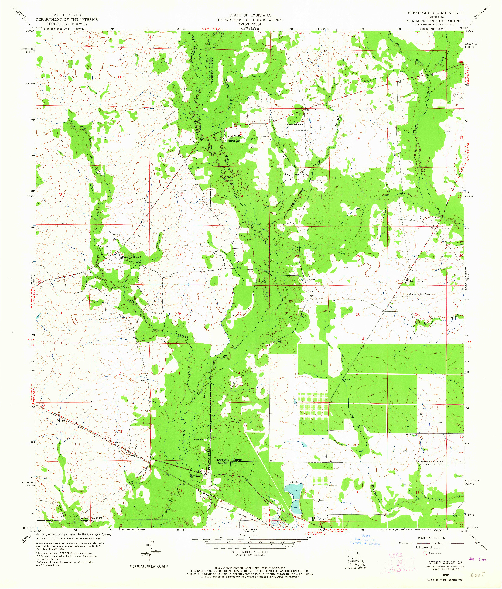 USGS 1:24000-SCALE QUADRANGLE FOR STEEP GULLY, LA 1959