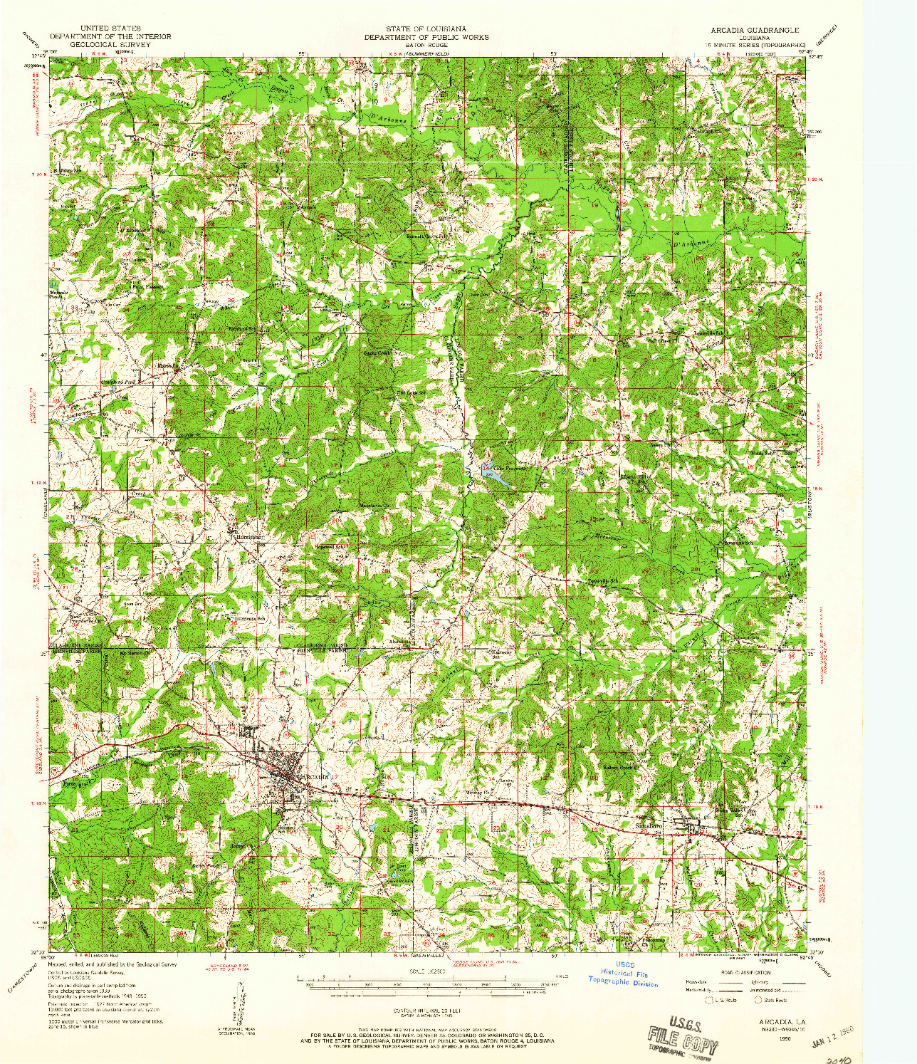 USGS 1:62500-SCALE QUADRANGLE FOR ARCADIA, LA 1950