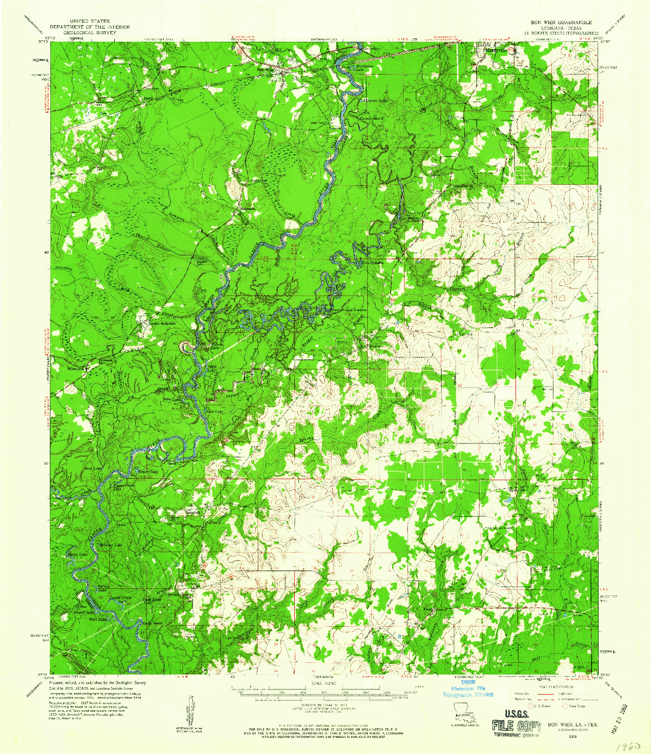 USGS 1:62500-SCALE QUADRANGLE FOR BON WIER, LA 1959