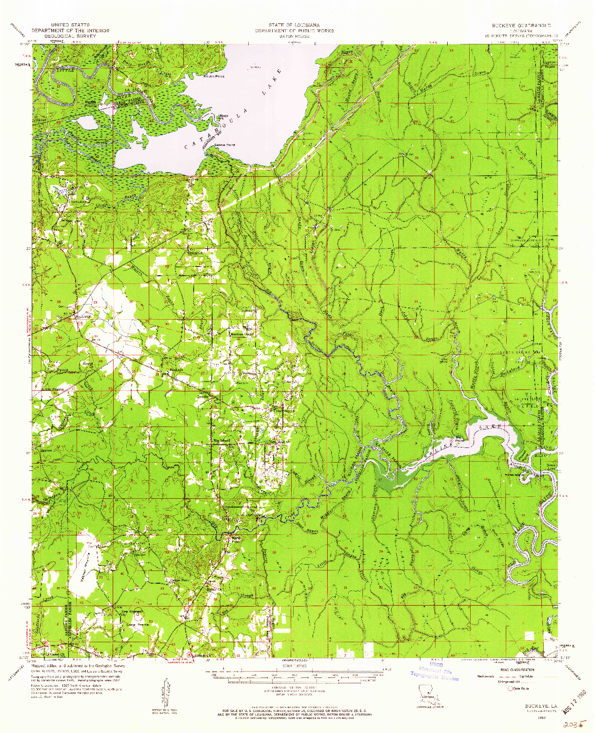 USGS 1:62500-SCALE QUADRANGLE FOR BUCKEYE, LA 1959