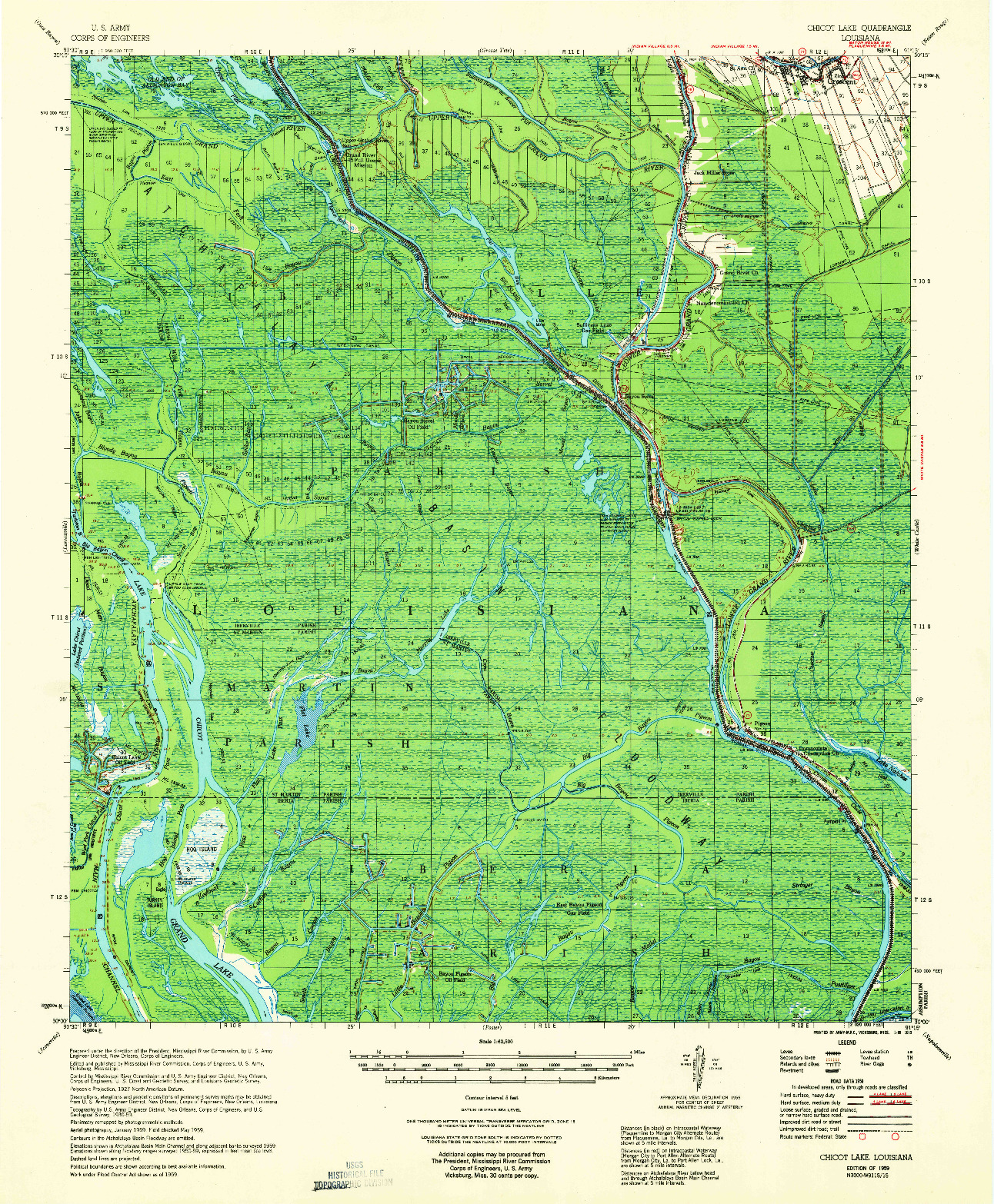 USGS 1:62500-SCALE QUADRANGLE FOR CHICOT LAKE, LA 1959