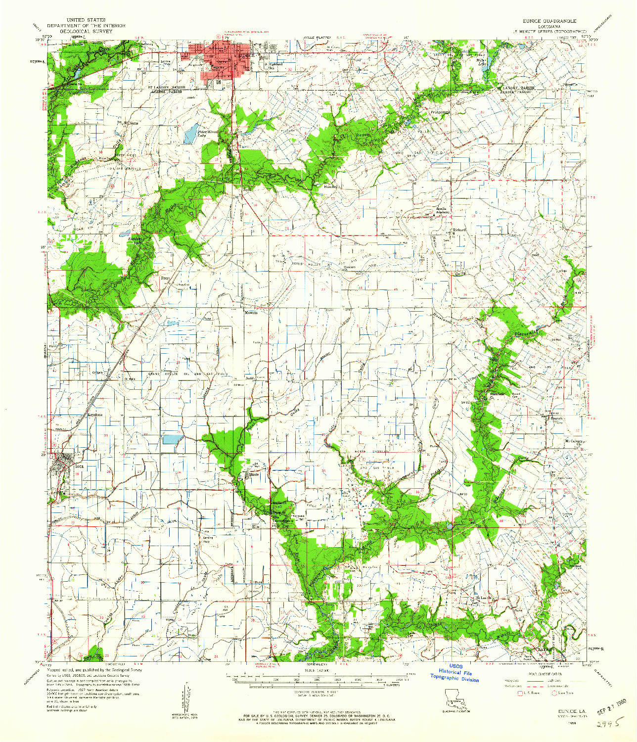 USGS 1:62500-SCALE QUADRANGLE FOR EUNICE, LA 1959