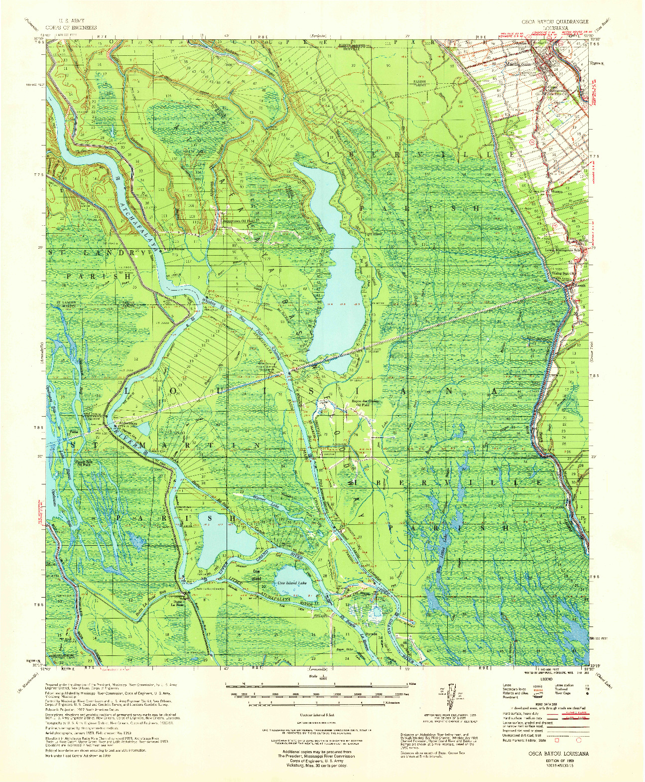USGS 1:62500-SCALE QUADRANGLE FOR OSCA BAYOU, LA 1959