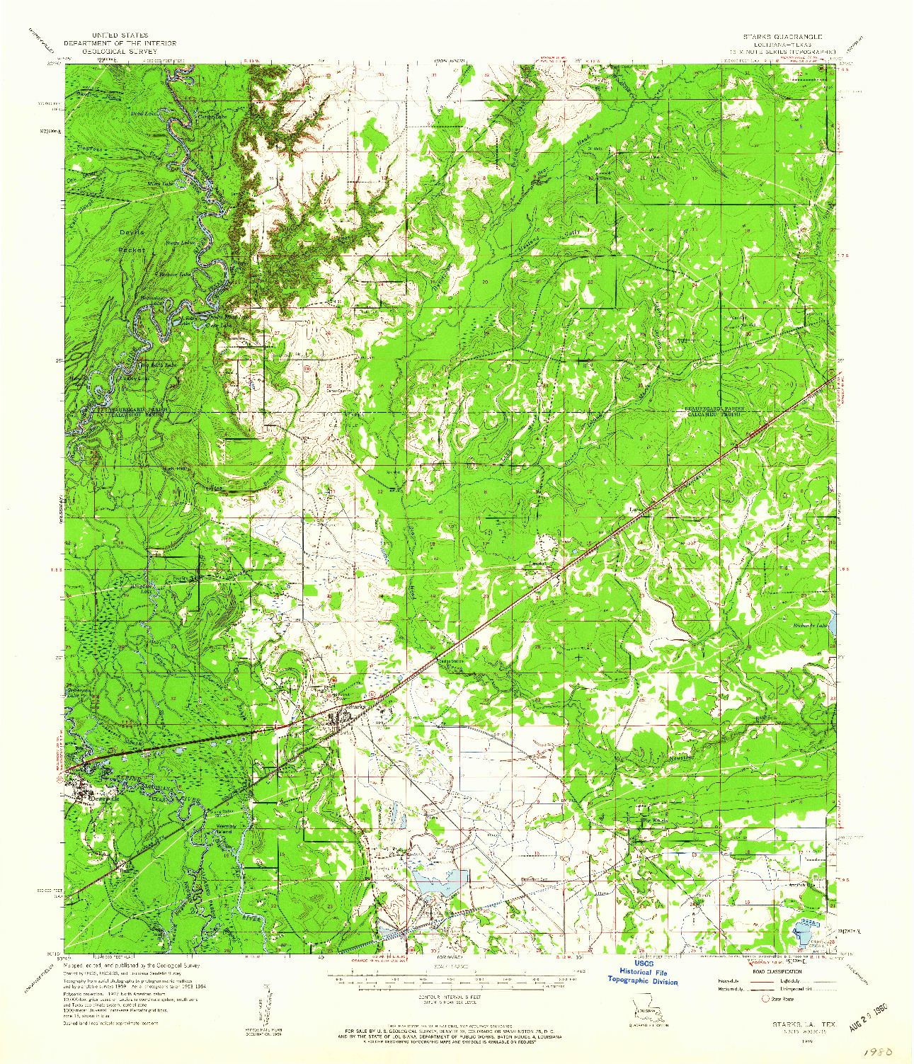 USGS 1:62500-SCALE QUADRANGLE FOR STARKS, LA 1959