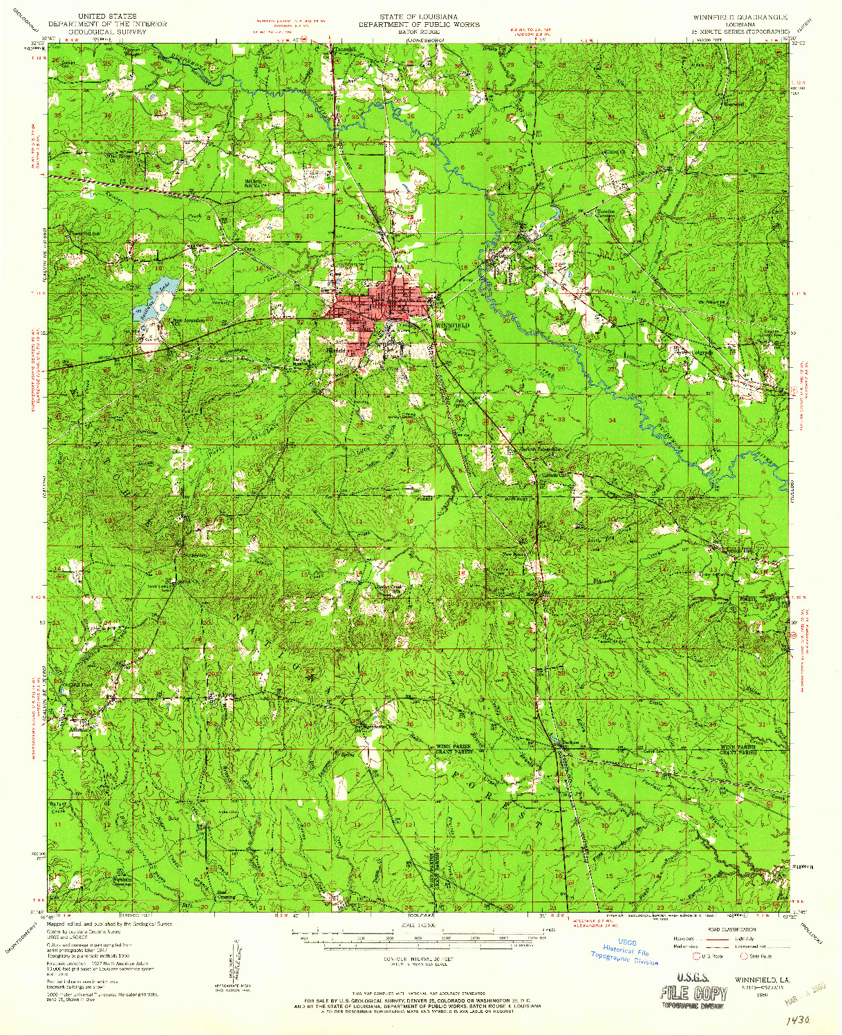 USGS 1:62500-SCALE QUADRANGLE FOR WINNFIELD, LA 1950