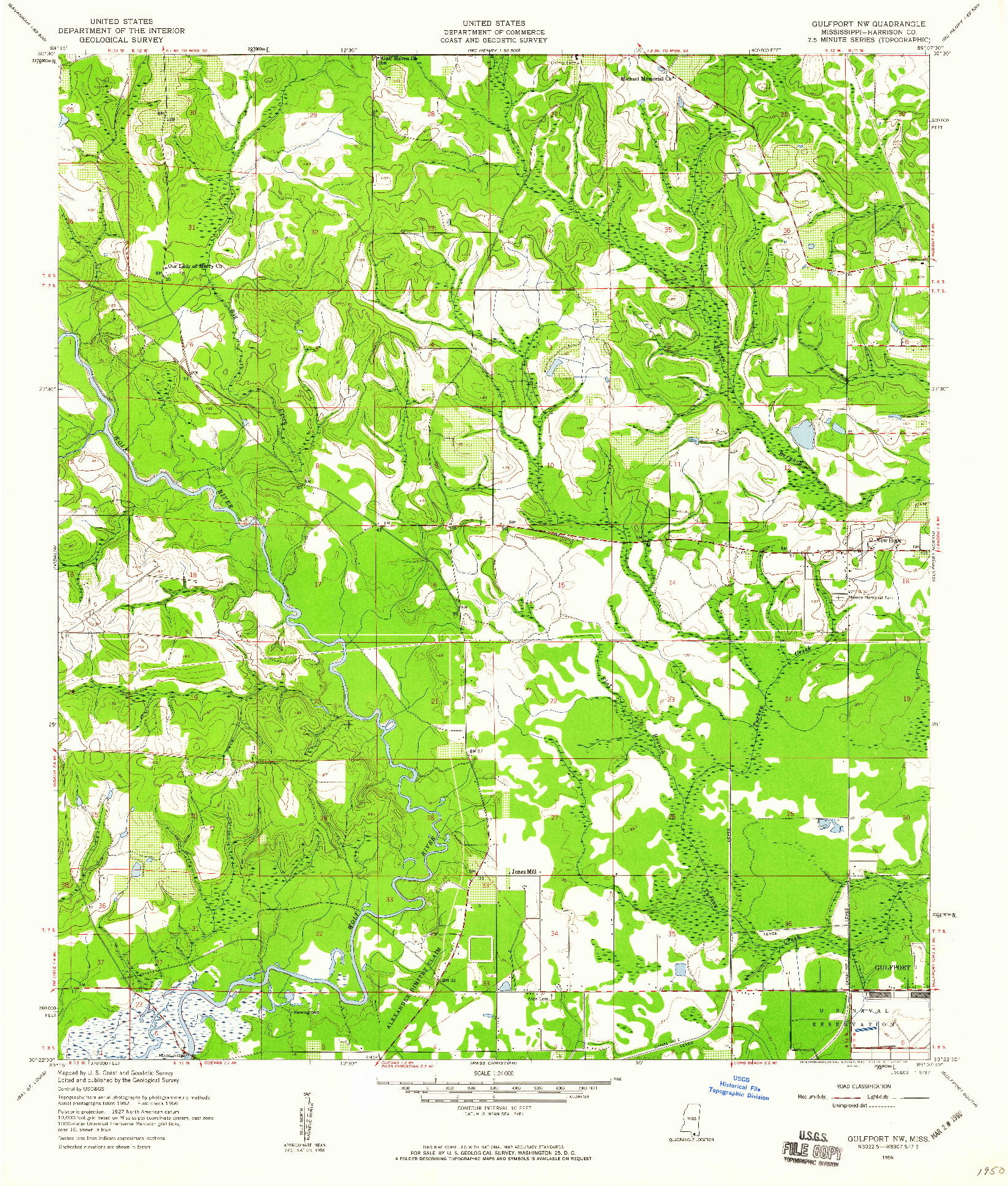 USGS 1:24000-SCALE QUADRANGLE FOR GULFPORT NW, MS 1956