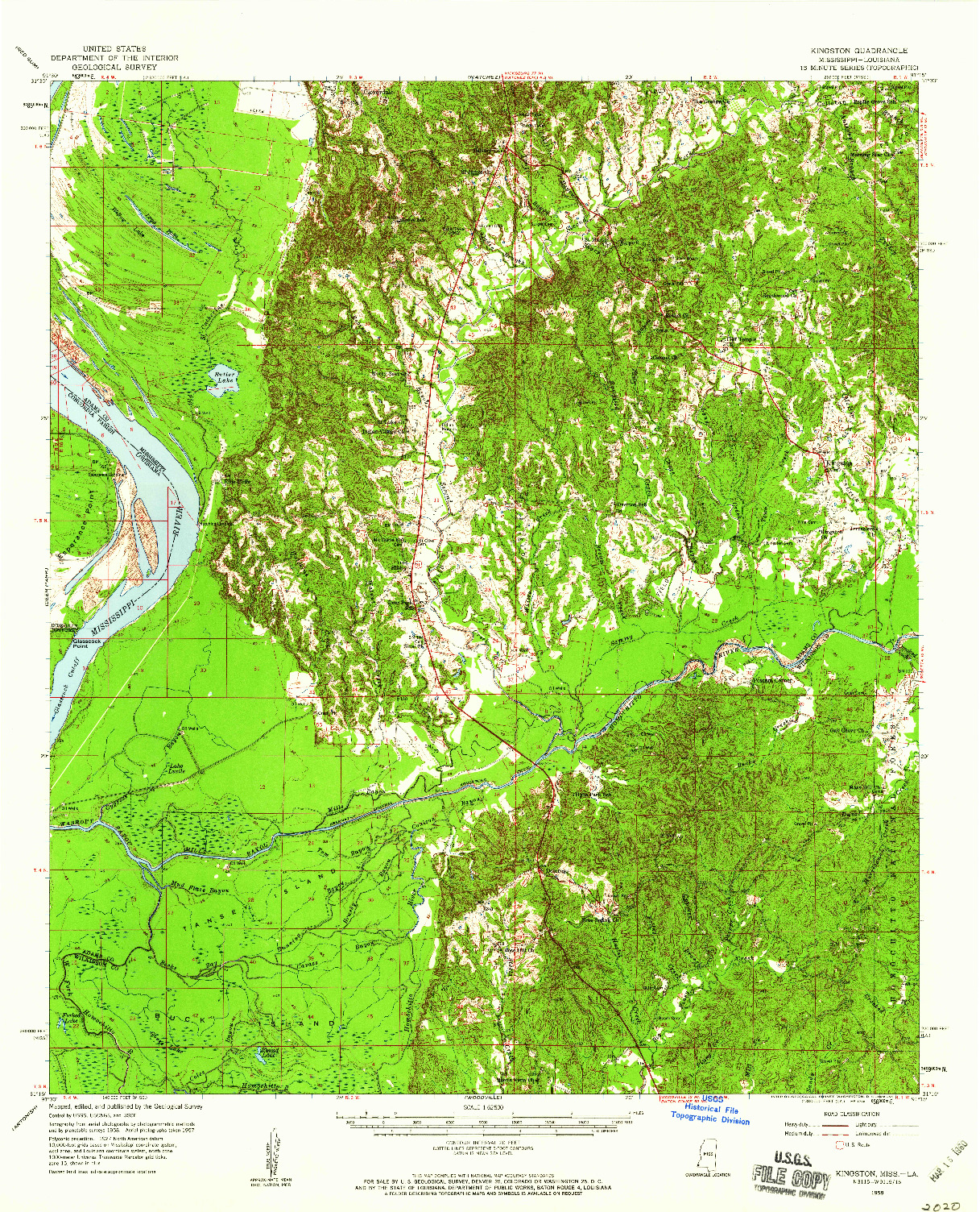 USGS 1:62500-SCALE QUADRANGLE FOR KINGSTON, MS 1958