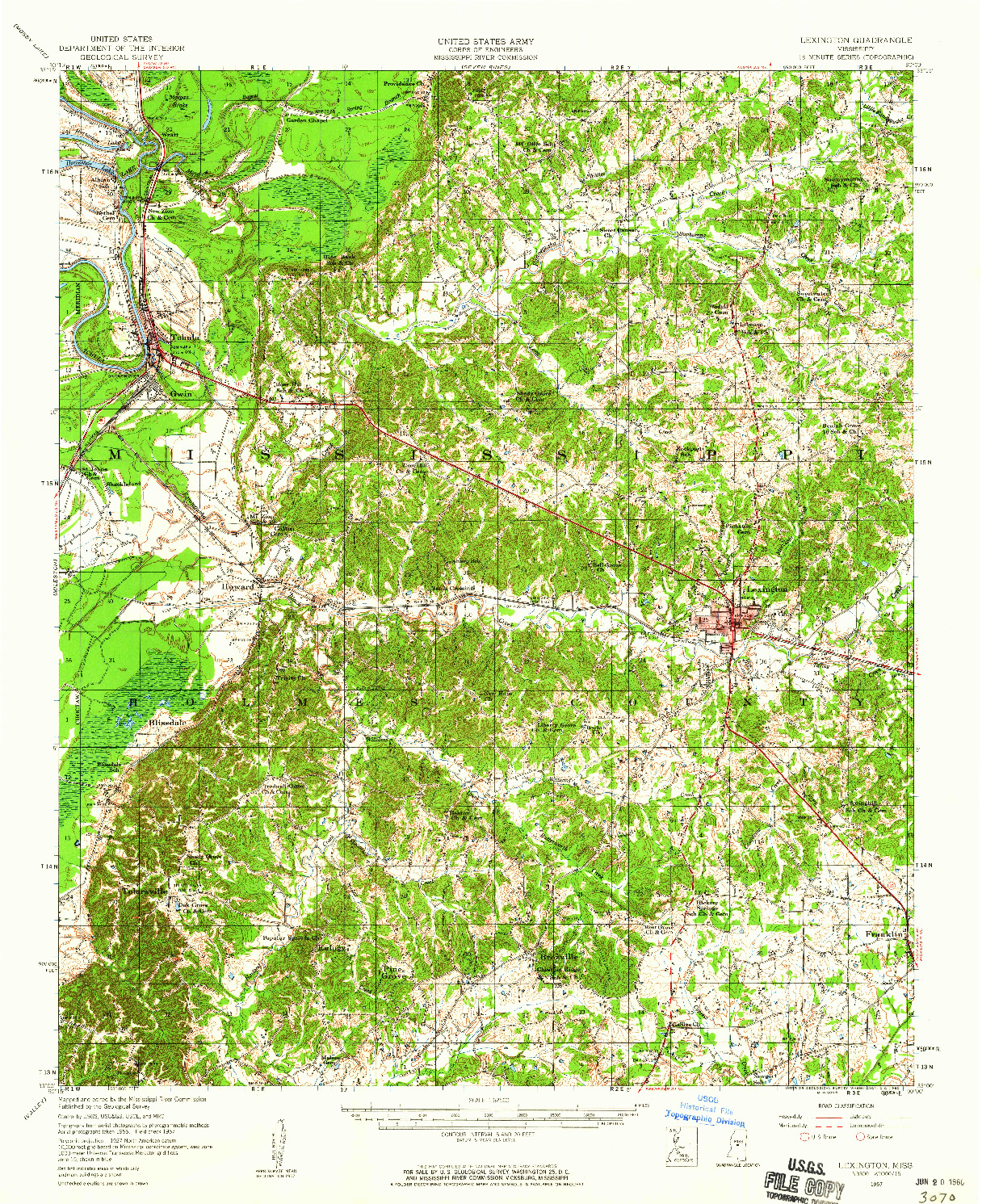 USGS 1:62500-SCALE QUADRANGLE FOR LEXINGTON, MS 1957
