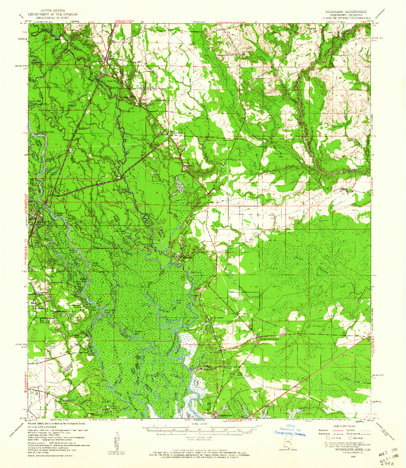 USGS 1:62500-SCALE QUADRANGLE FOR NICHOLSON, MS 1959