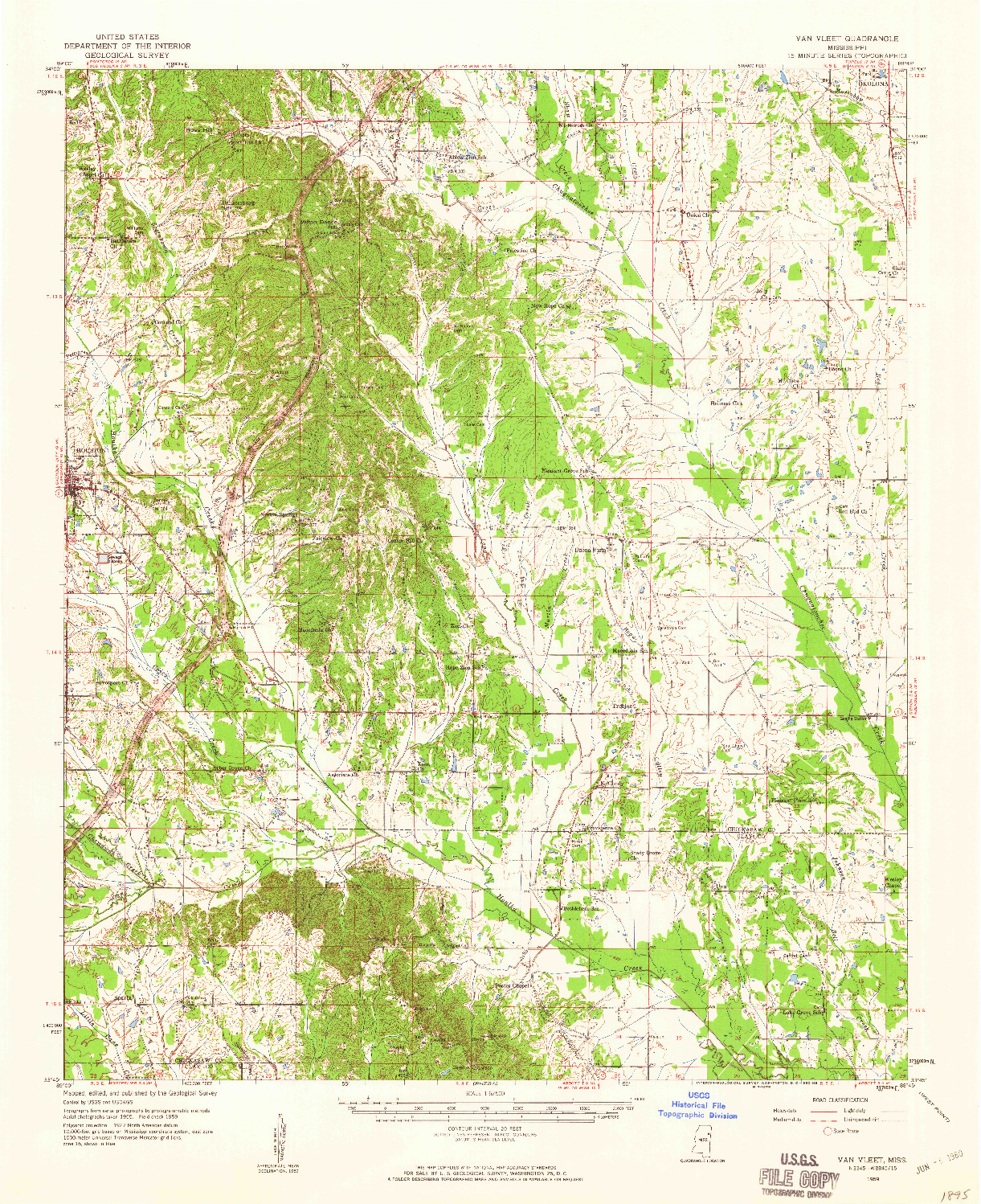 USGS 1:62500-SCALE QUADRANGLE FOR VAN VLEET, MS 1959