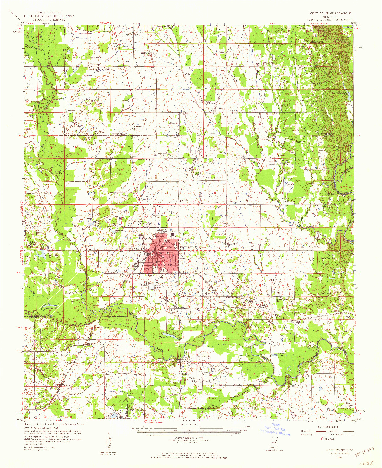 USGS 1:62500-SCALE QUADRANGLE FOR WEST POINT, MS 1959