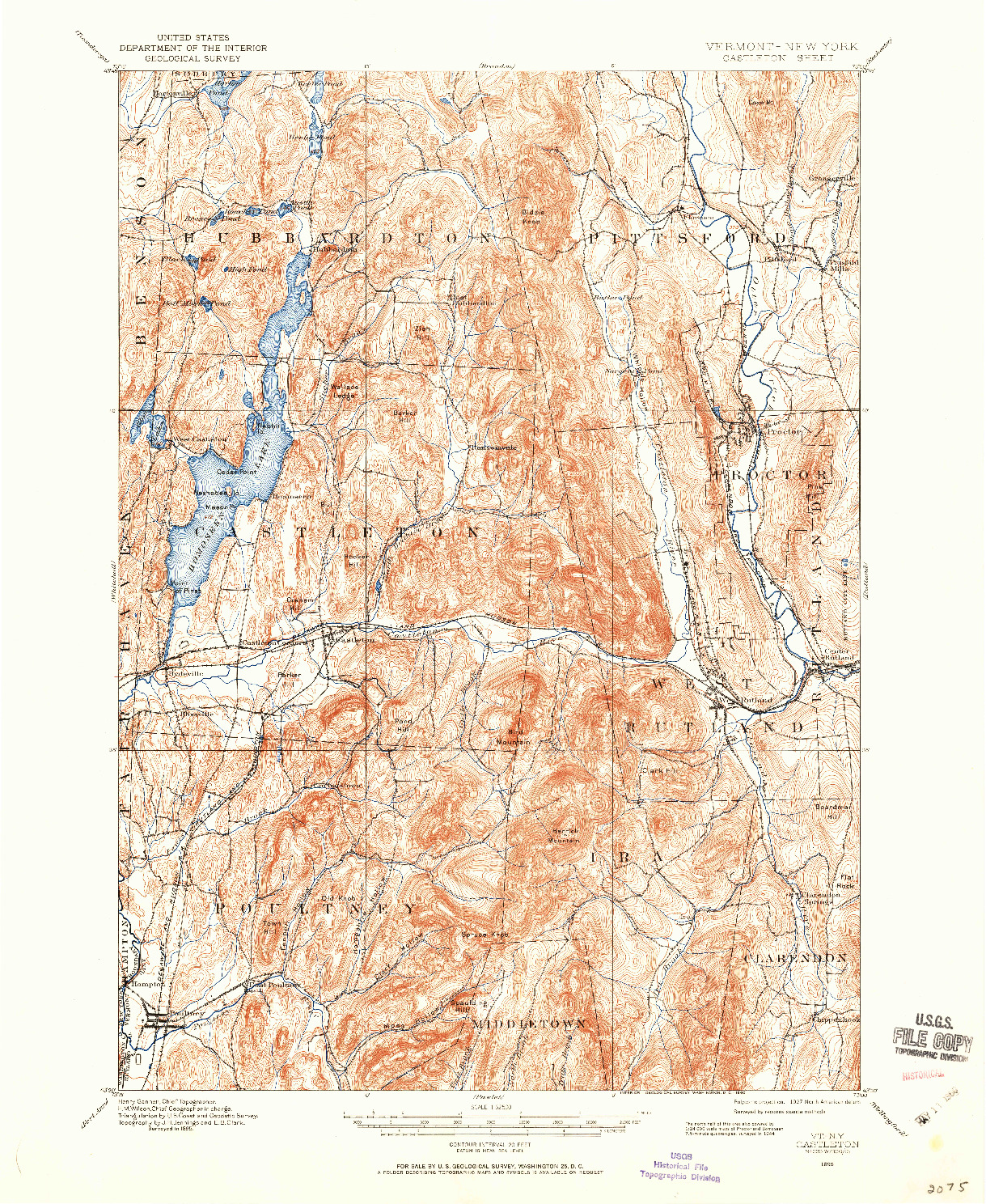 USGS 1:62500-SCALE QUADRANGLE FOR CASTLETON, VT 1895