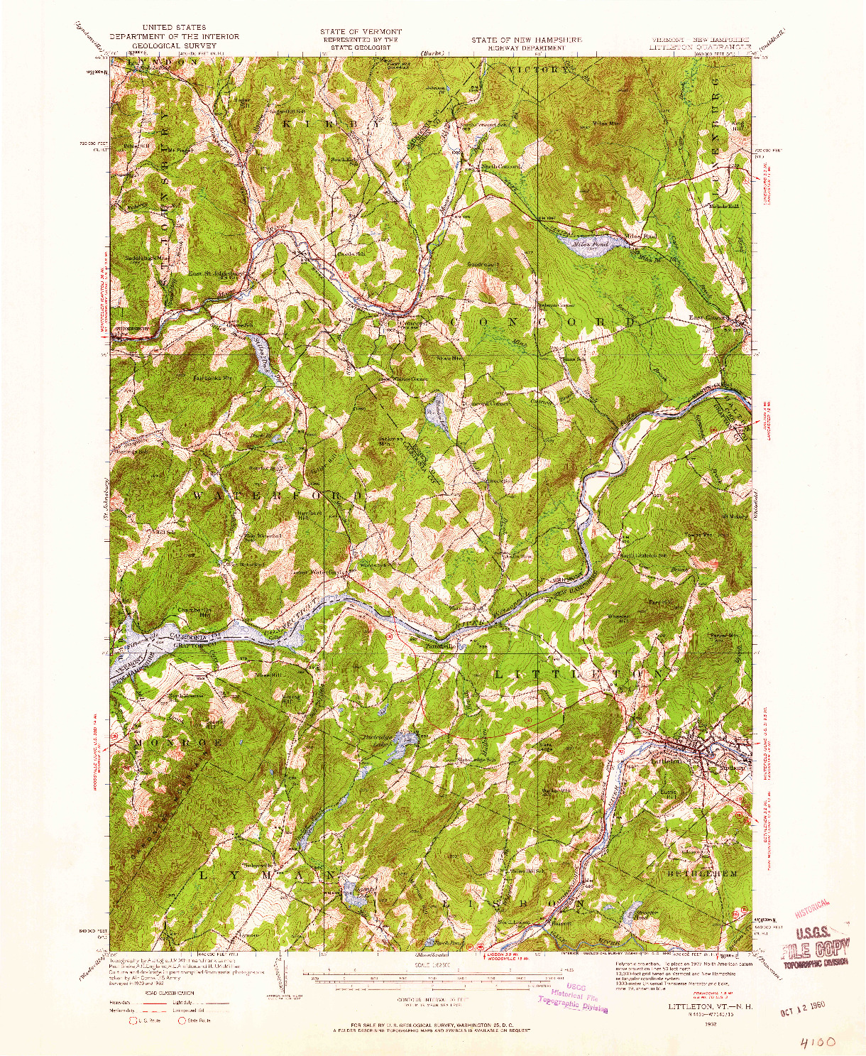USGS 1:62500-SCALE QUADRANGLE FOR LITTLETON, VT 1932