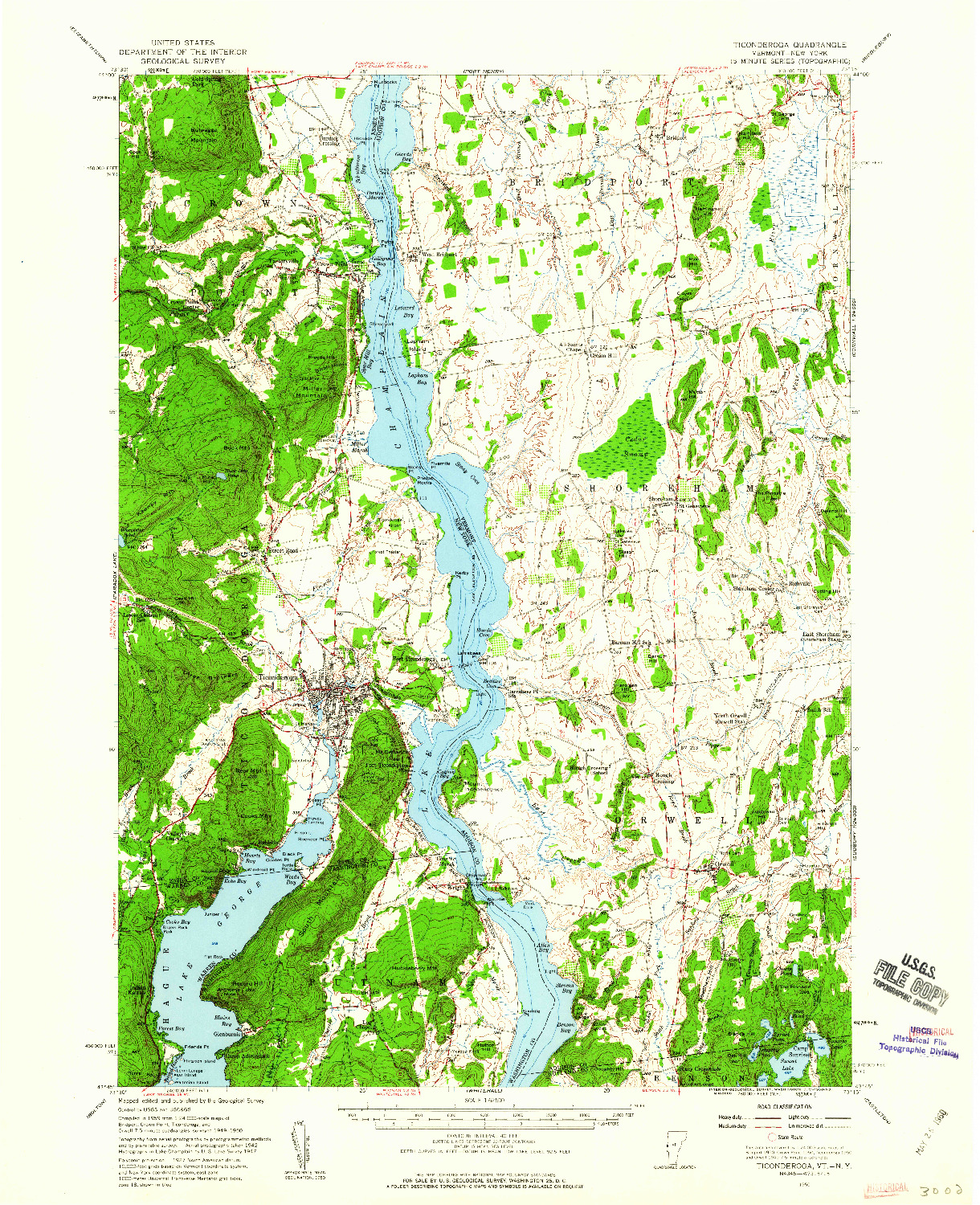 USGS 1:62500-SCALE QUADRANGLE FOR TICONDEROGA, VT 1950