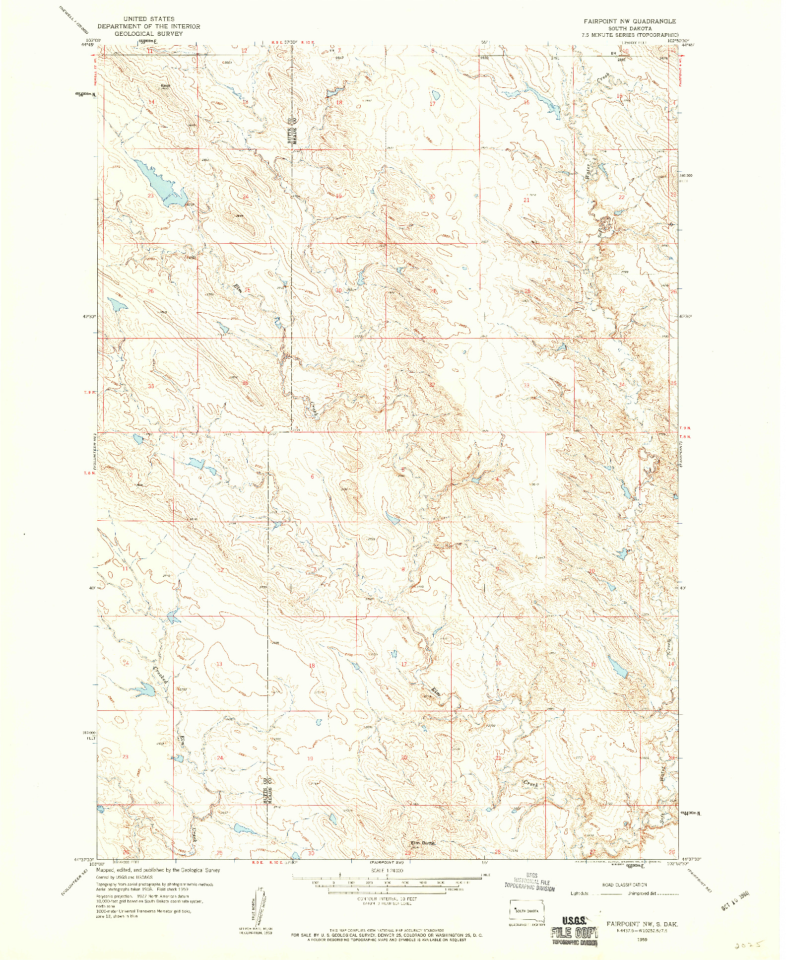 USGS 1:24000-SCALE QUADRANGLE FOR FAIRPOINT NW, SD 1959