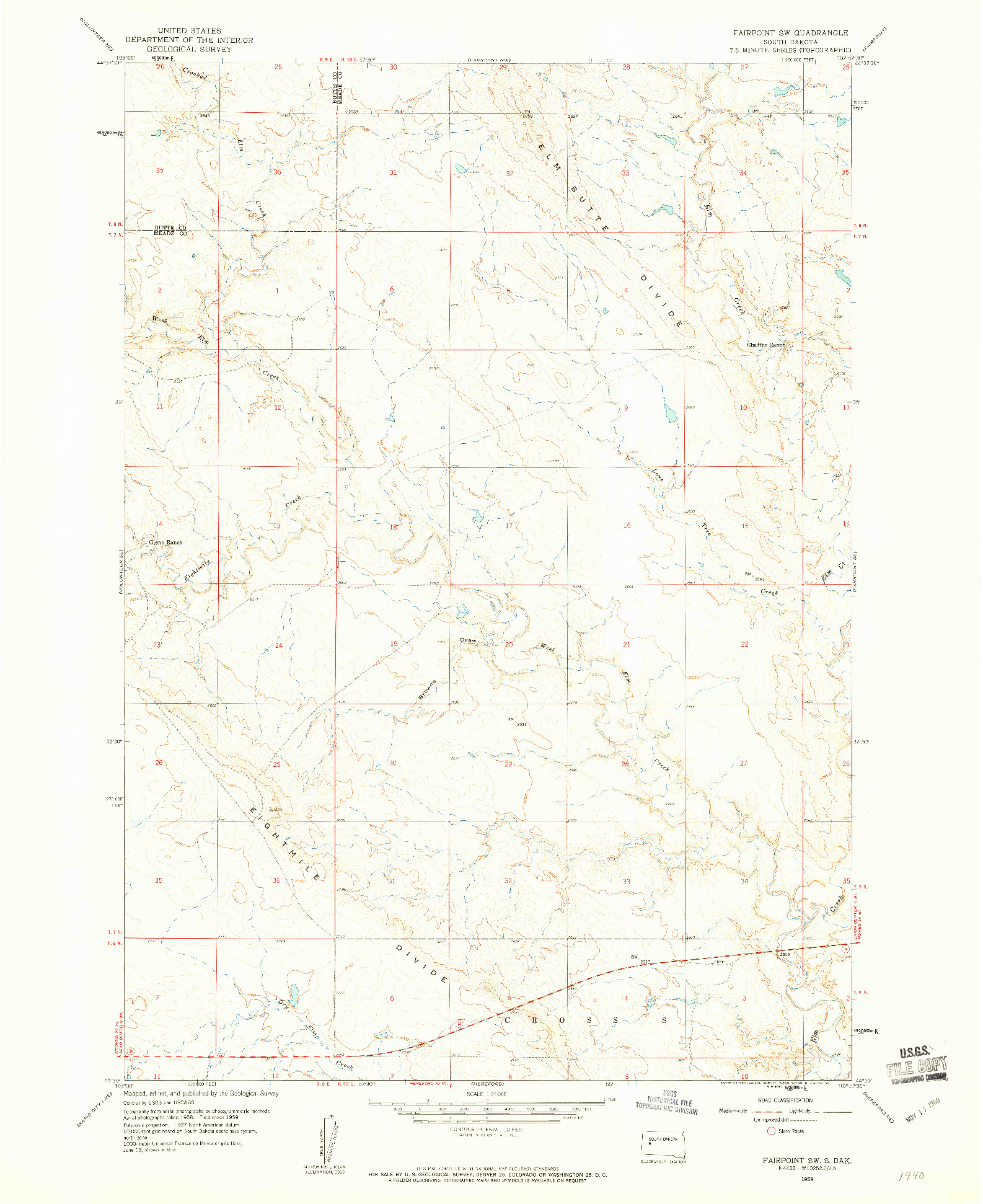 USGS 1:24000-SCALE QUADRANGLE FOR FAIRPOINT SW, SD 1959