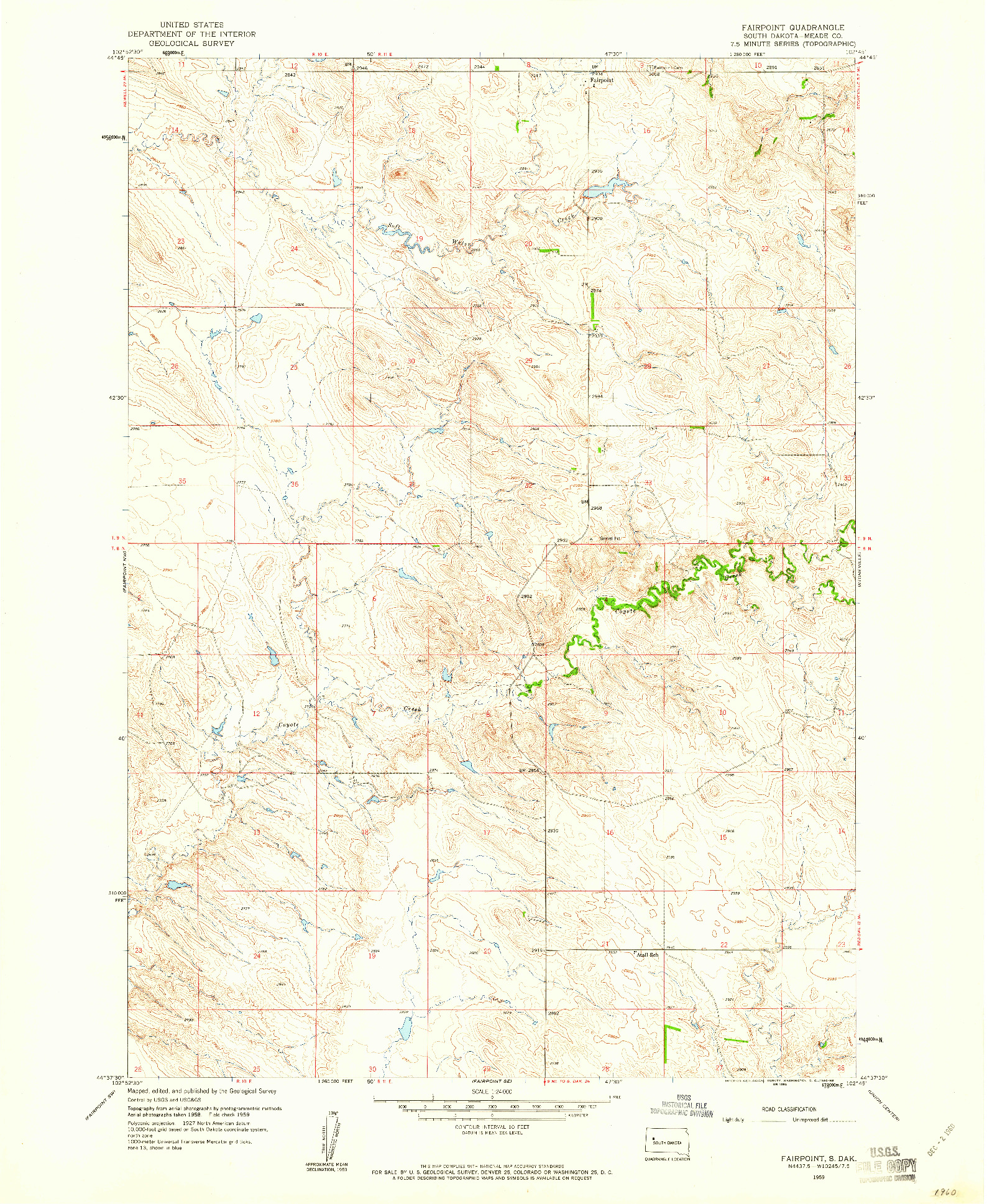 USGS 1:24000-SCALE QUADRANGLE FOR FAIRPOINT, SD 1959