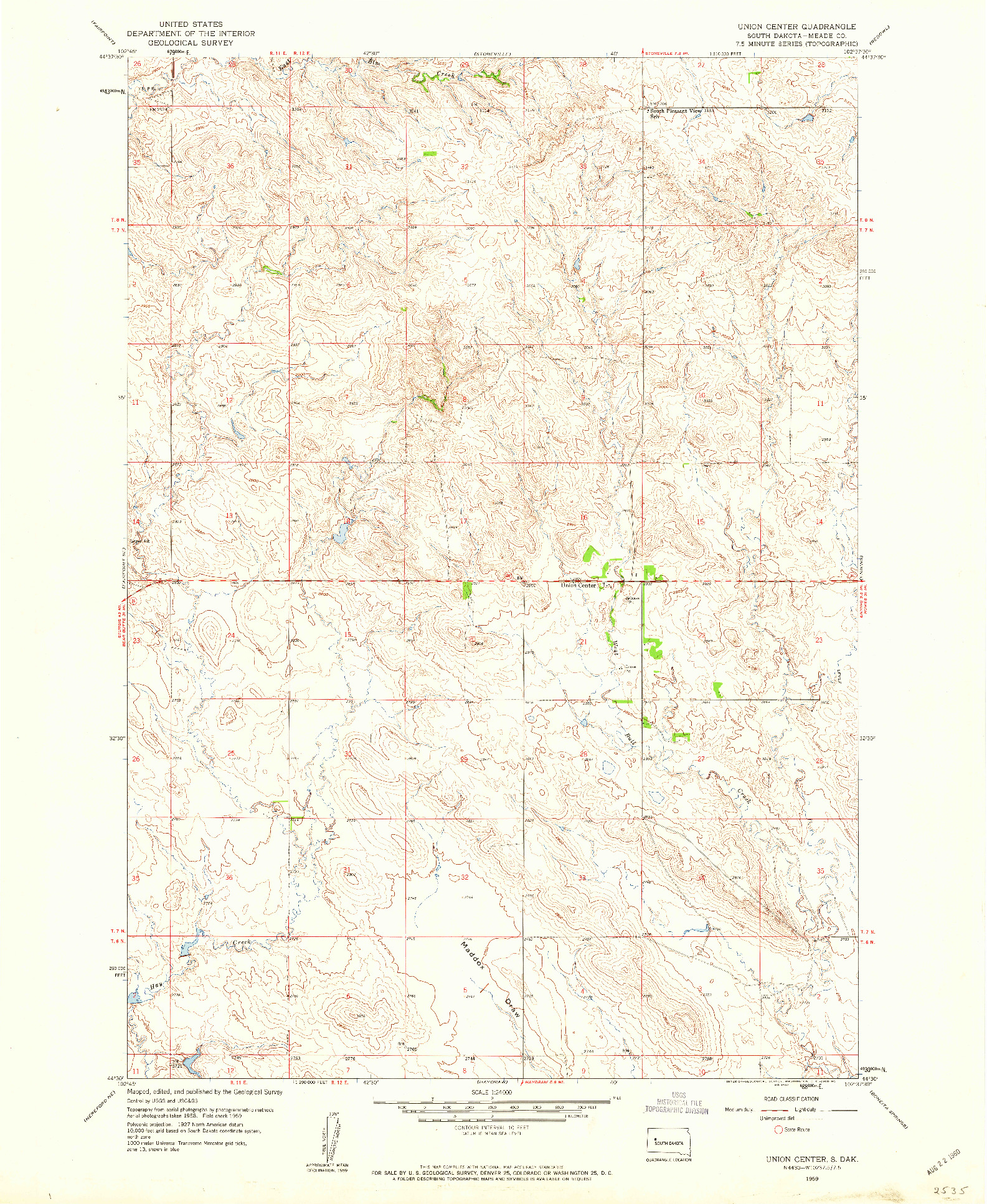 USGS 1:24000-SCALE QUADRANGLE FOR UNION CENTER, SD 1959