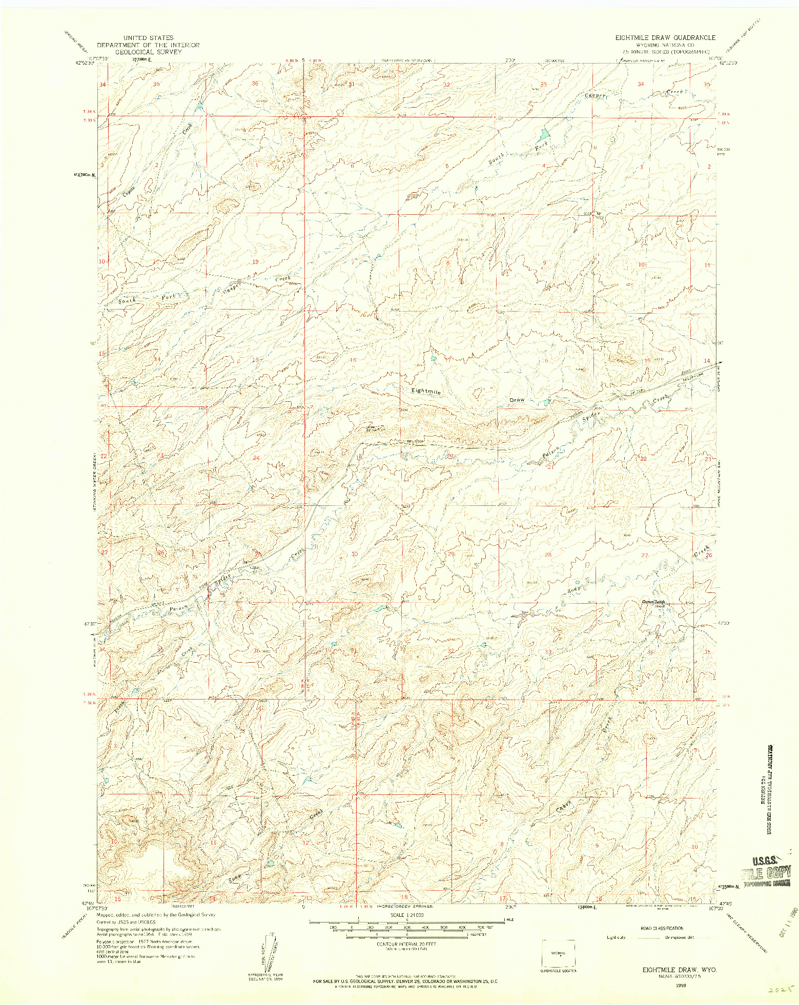 USGS 1:24000-SCALE QUADRANGLE FOR EIGHTMILE DRAW, WY 1959