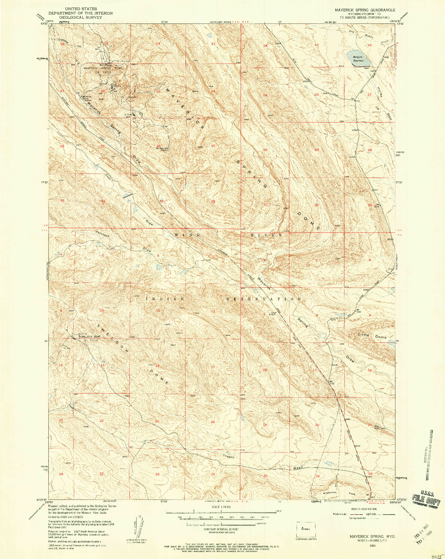 USGS 1:24000-SCALE QUADRANGLE FOR MAVERICK SPRING, WY 1951