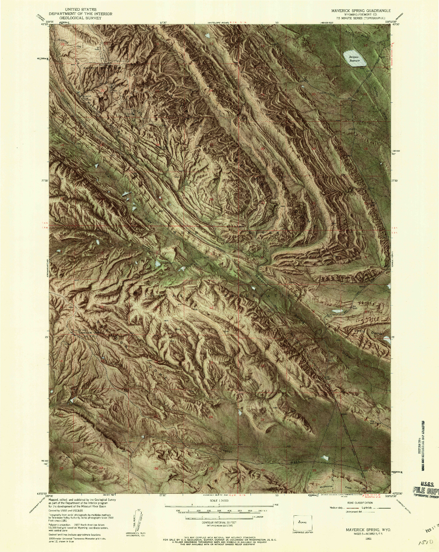 USGS 1:24000-SCALE QUADRANGLE FOR MAVERICK SPRING, WY 1951