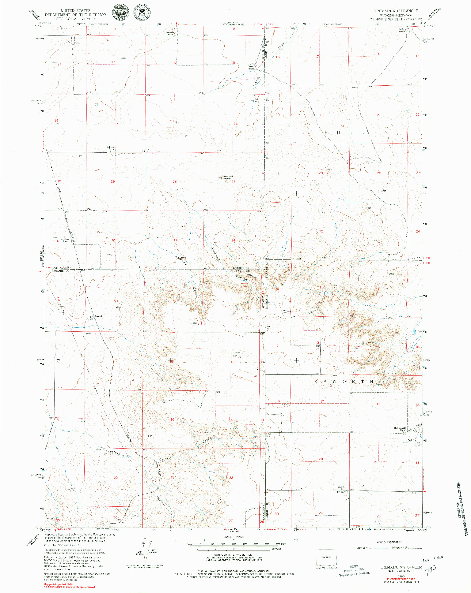 USGS 1:24000-SCALE QUADRANGLE FOR TREMAIN, WY 1960